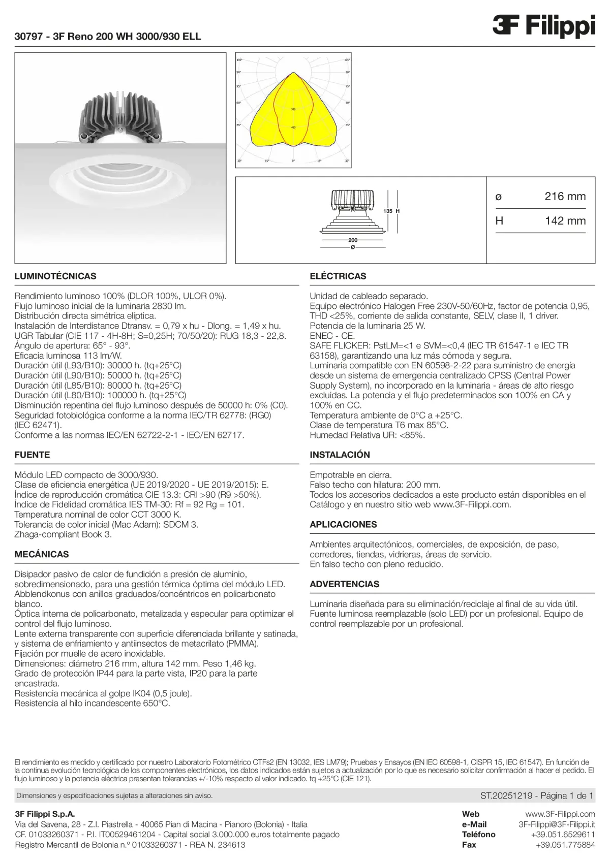 30797 - 3F Reno 200 WH 3000-930 ELL - Datasheet - es
