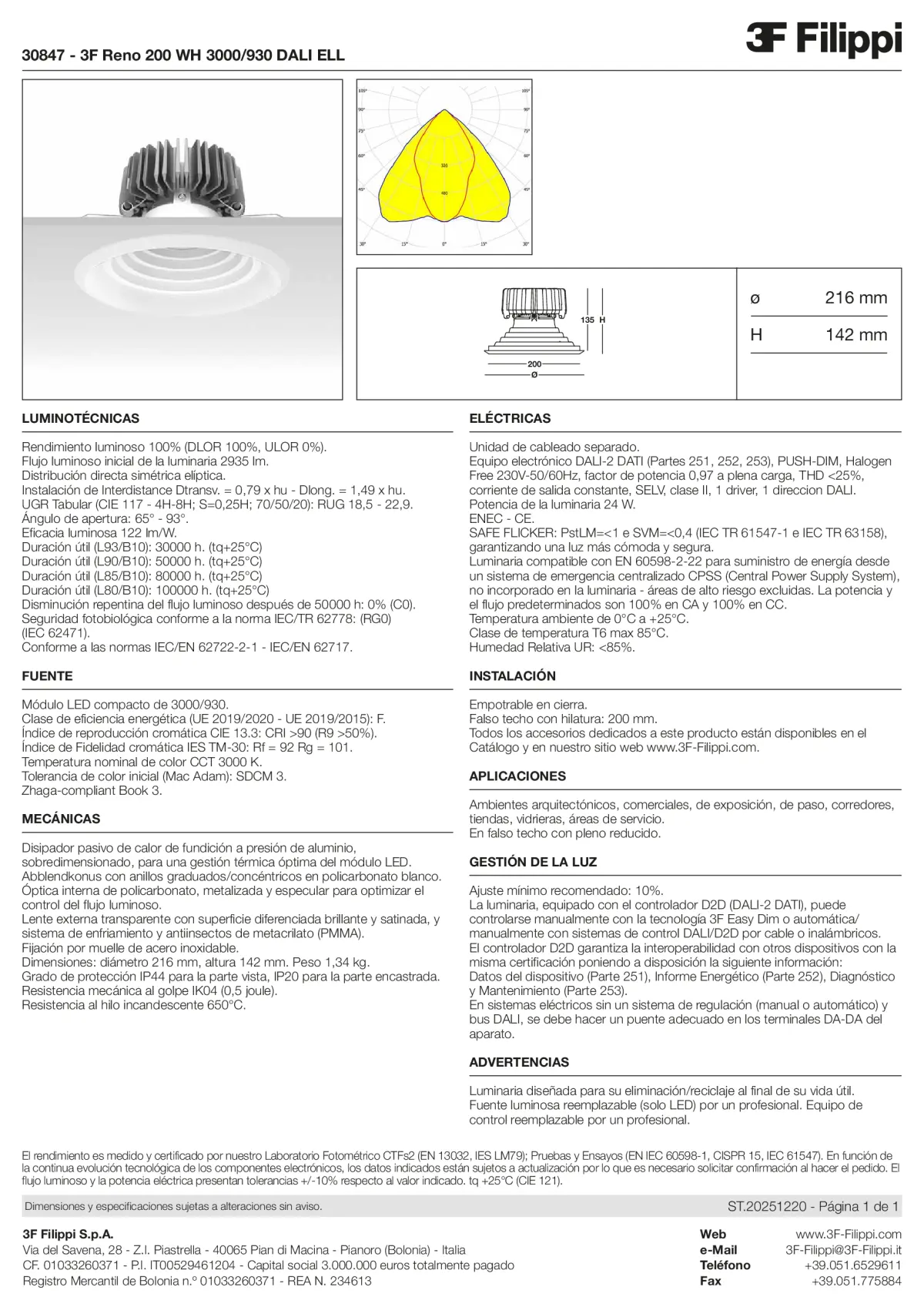 30847 - 3F Reno 200 WH 3000-930 DALI ELL - Datasheet - es