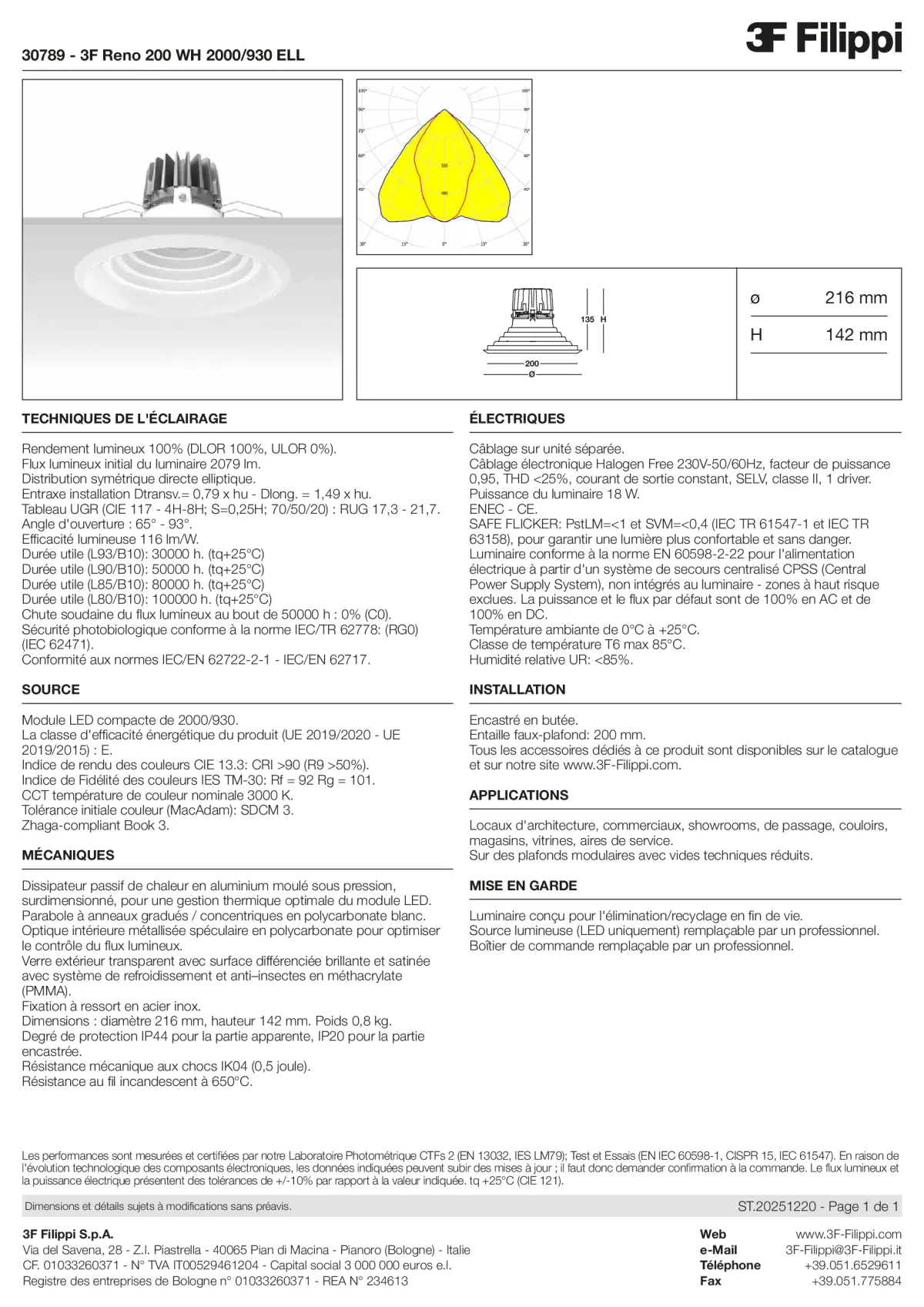 30789 - 3F Reno 200 WH 2000-930 ELL - Datasheet - fr