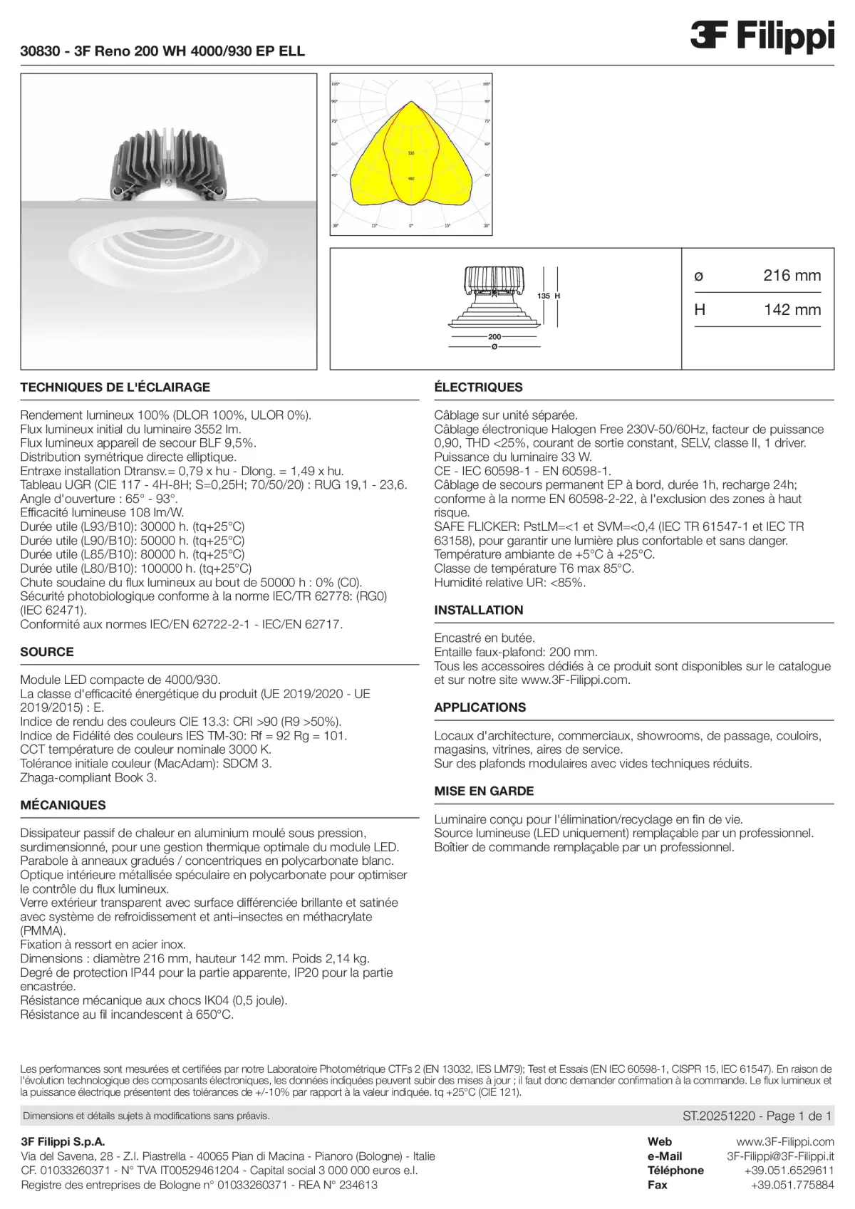30830 - 3F Reno 200 WH 4000-930 EP ELL - Datasheet - fr