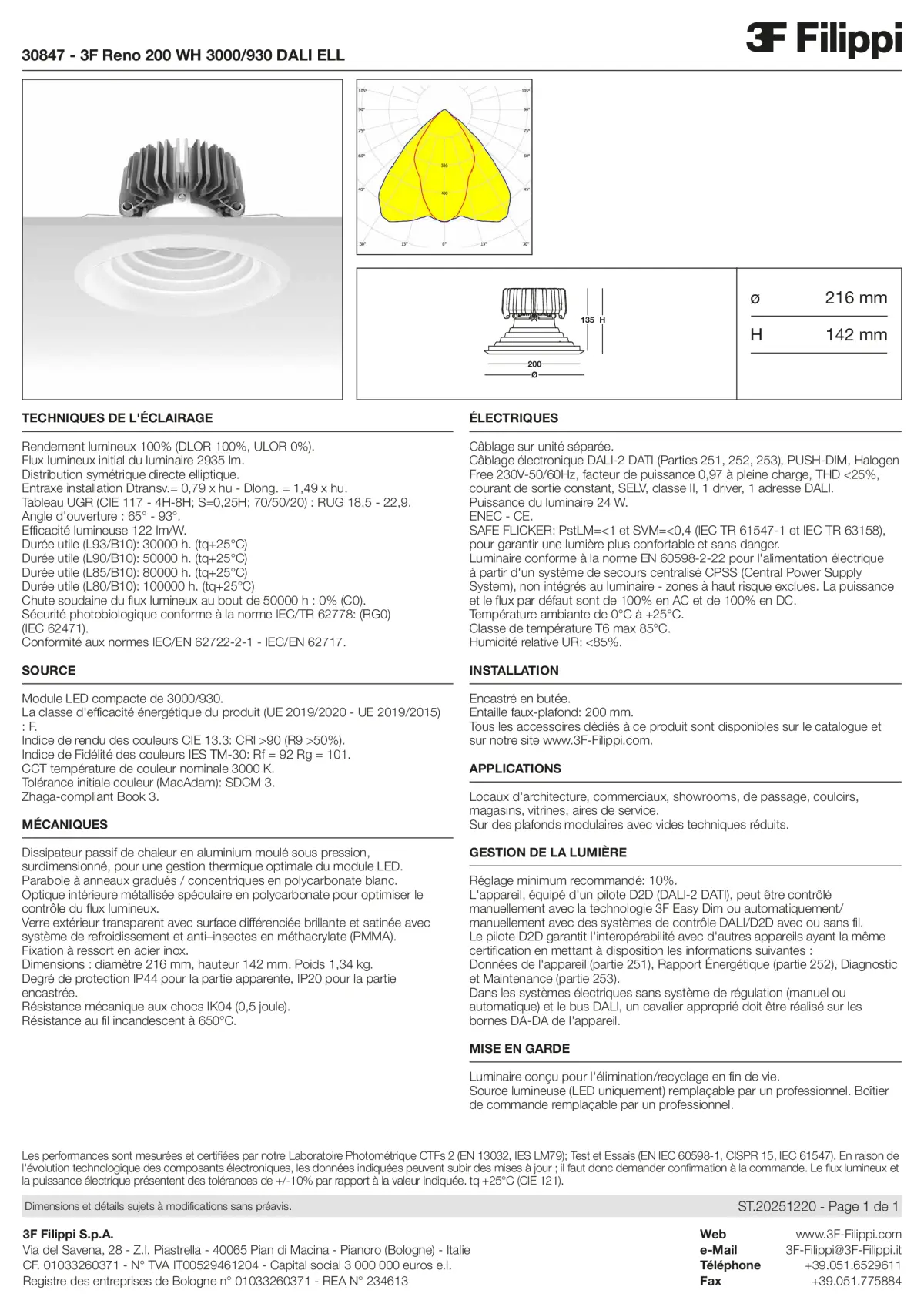 30847 - 3F Reno 200 WH 3000-930 DALI ELL - Datasheet - fr
