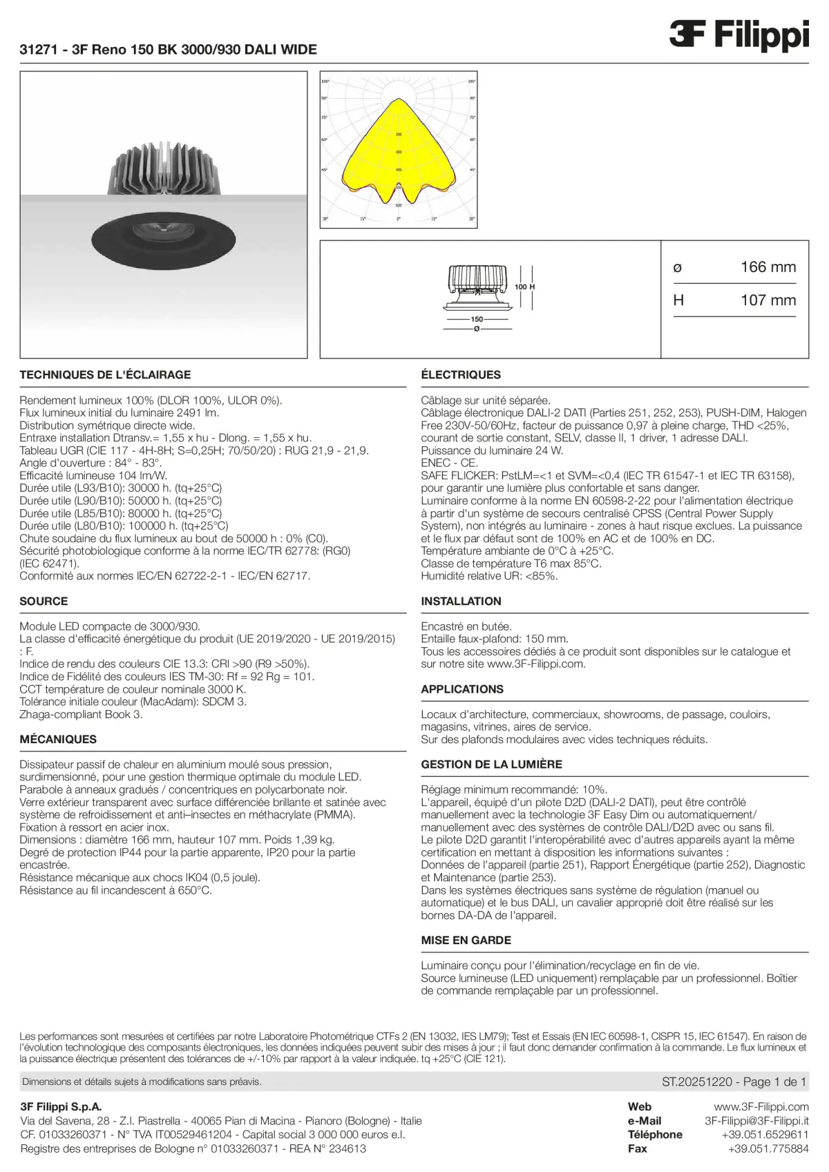31271 - 3F Reno 150 BK 3000-930 DALI WIDE - Datasheet - fr