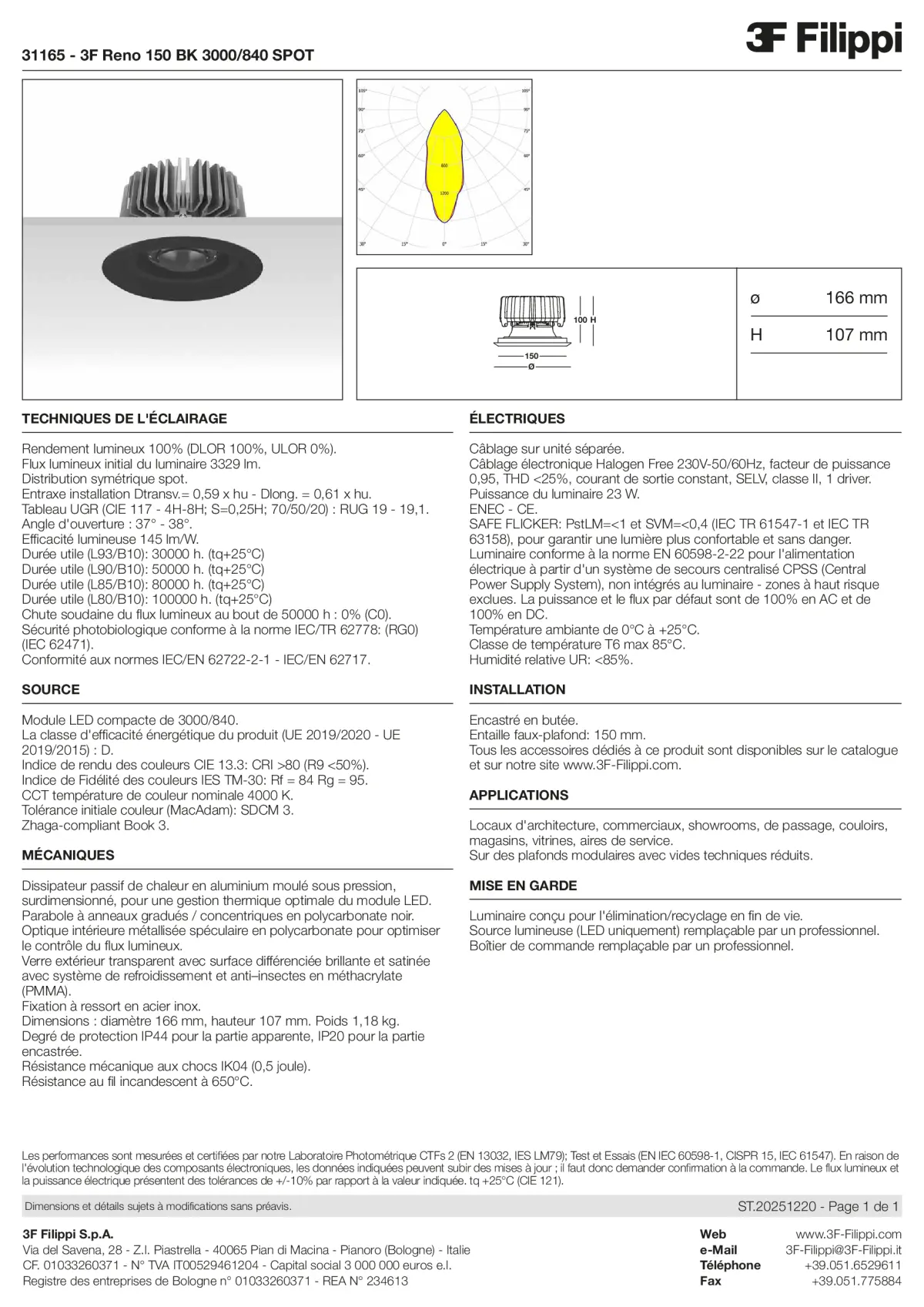 31165 - 3F Reno 150 BK 3000-840 SPOT - Datasheet - fr