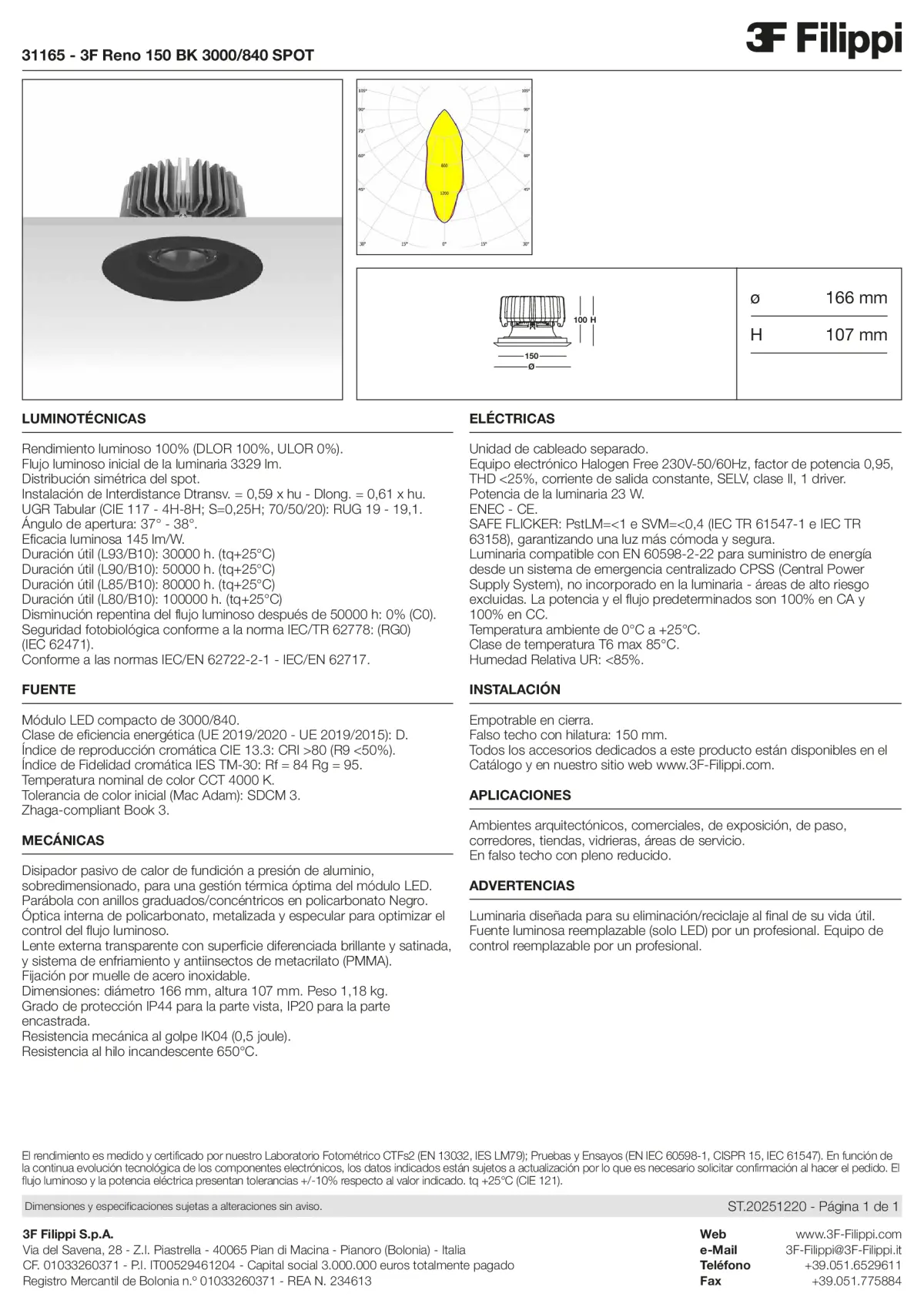 31165 - 3F Reno 150 BK 3000-840 SPOT - Datasheet - es