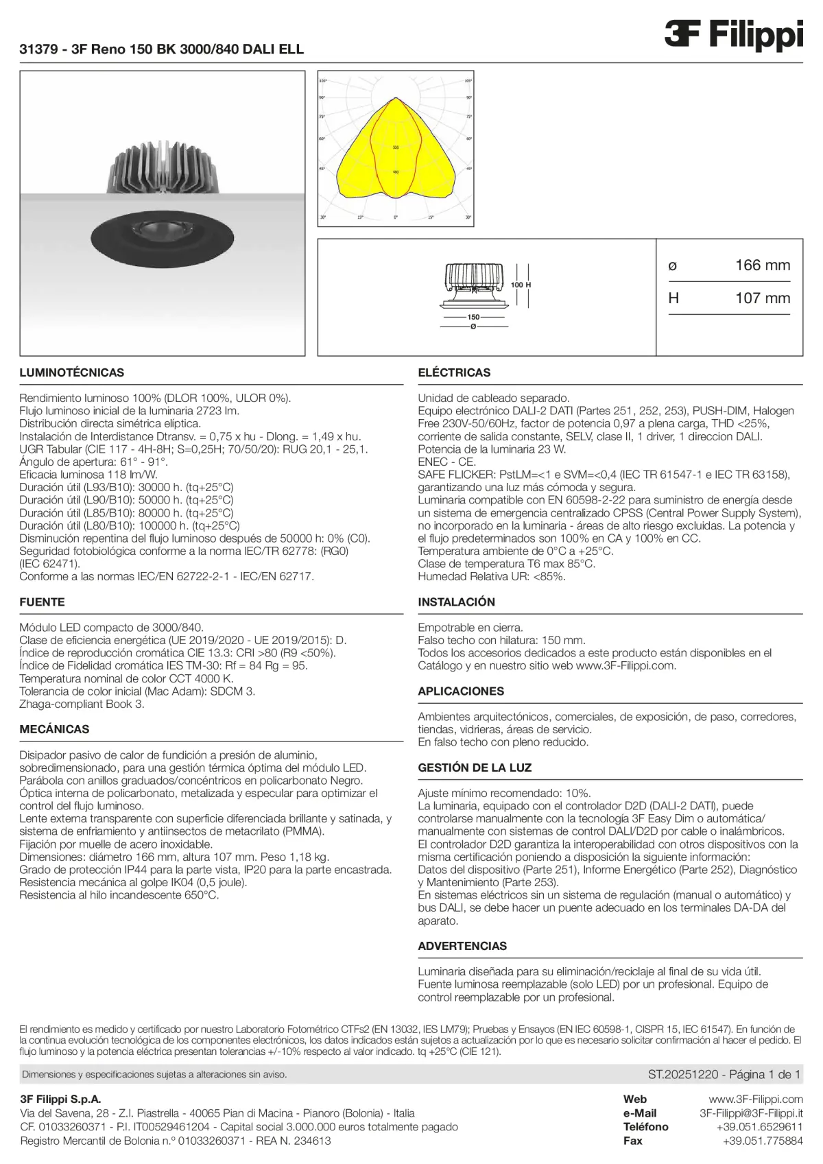 31379 - 3F Reno 150 BK 3000-840 DALI ELL - Datasheet - es