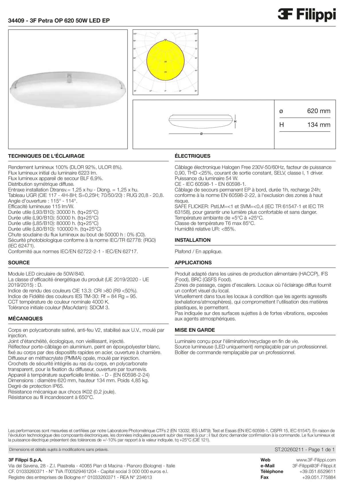 34409 - 3F Petra OP 620 50W LED EP - Datasheet - fr