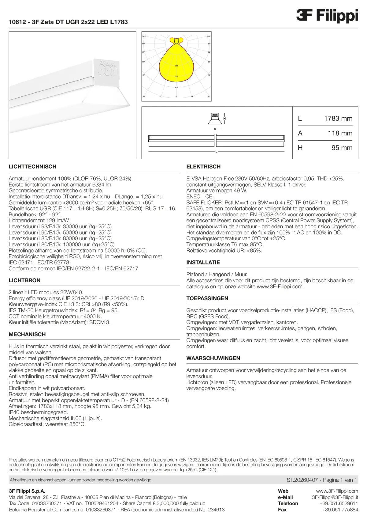 10612 - 3F Zeta DT UGR 2x22 LED L1783 - Datasheet - nl