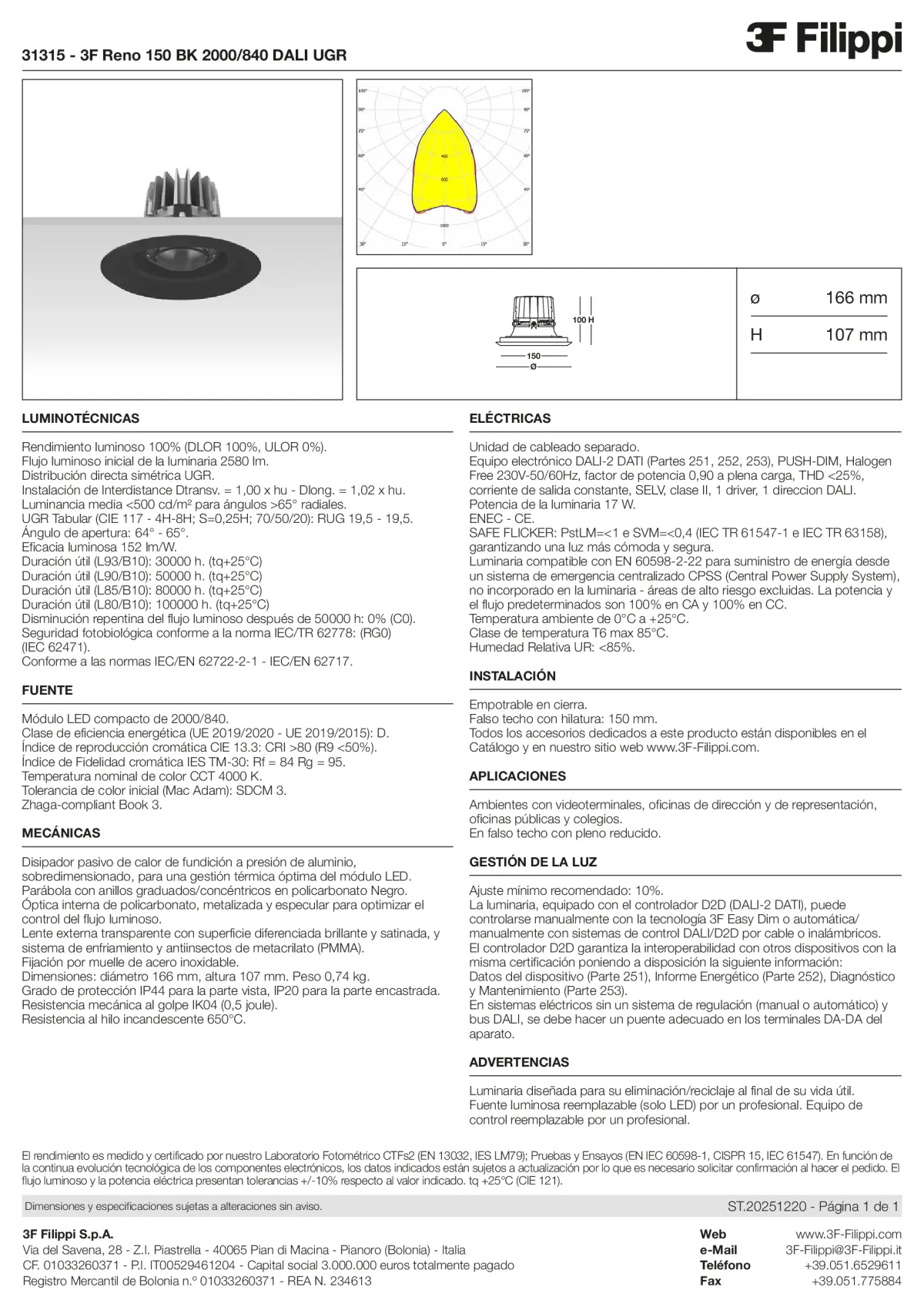 31315 - 3F Reno 150 BK 2000-840 DALI UGR - Datasheet - es