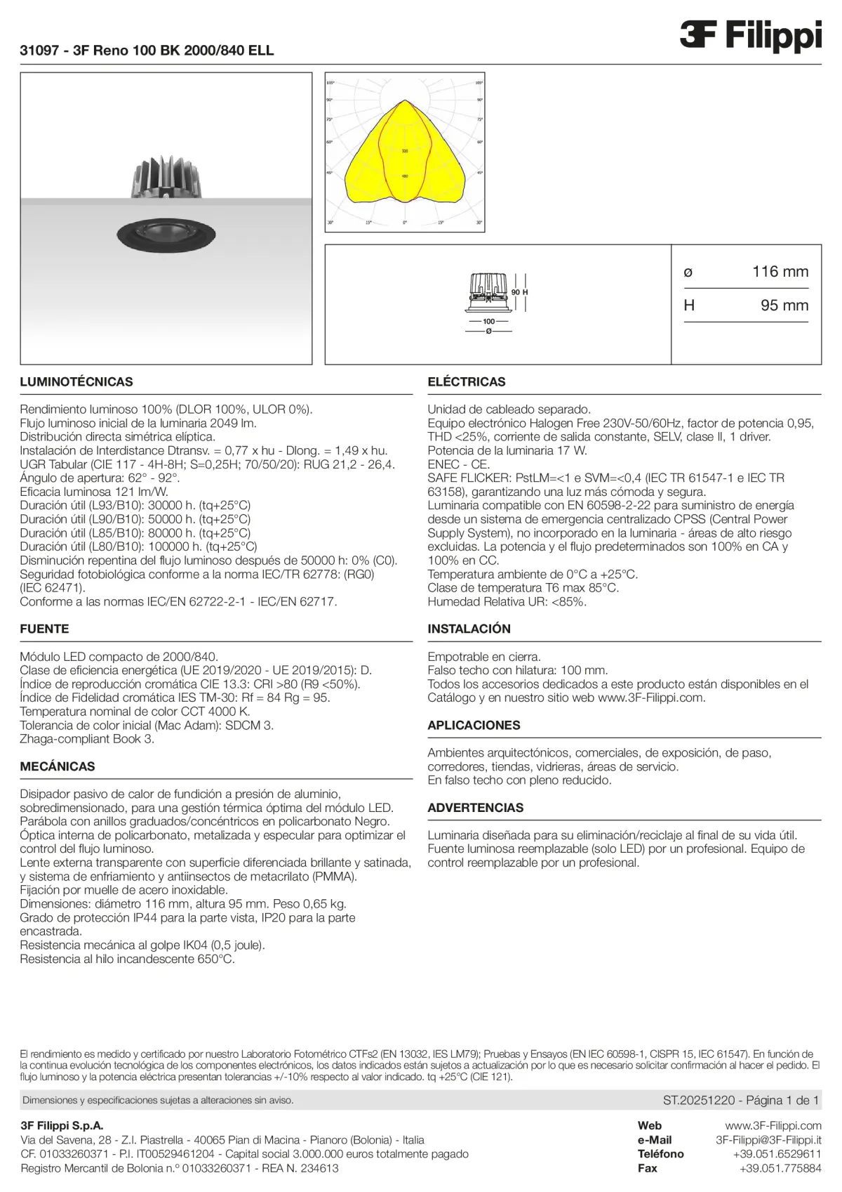 31097 - 3F Reno 100 BK 2000-840 ELL - Datasheet - es