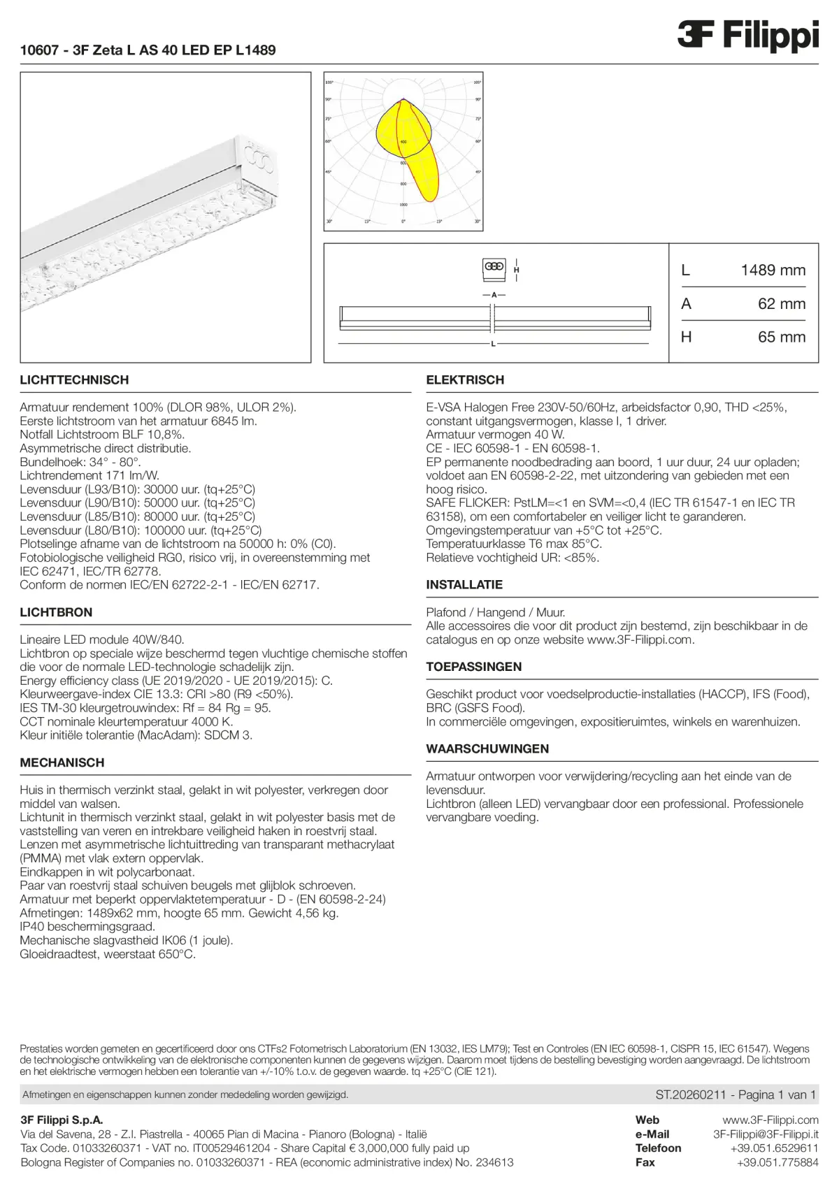 10607 - 3F Zeta L AS 40 LED EP L1489 - Datasheet - nl
