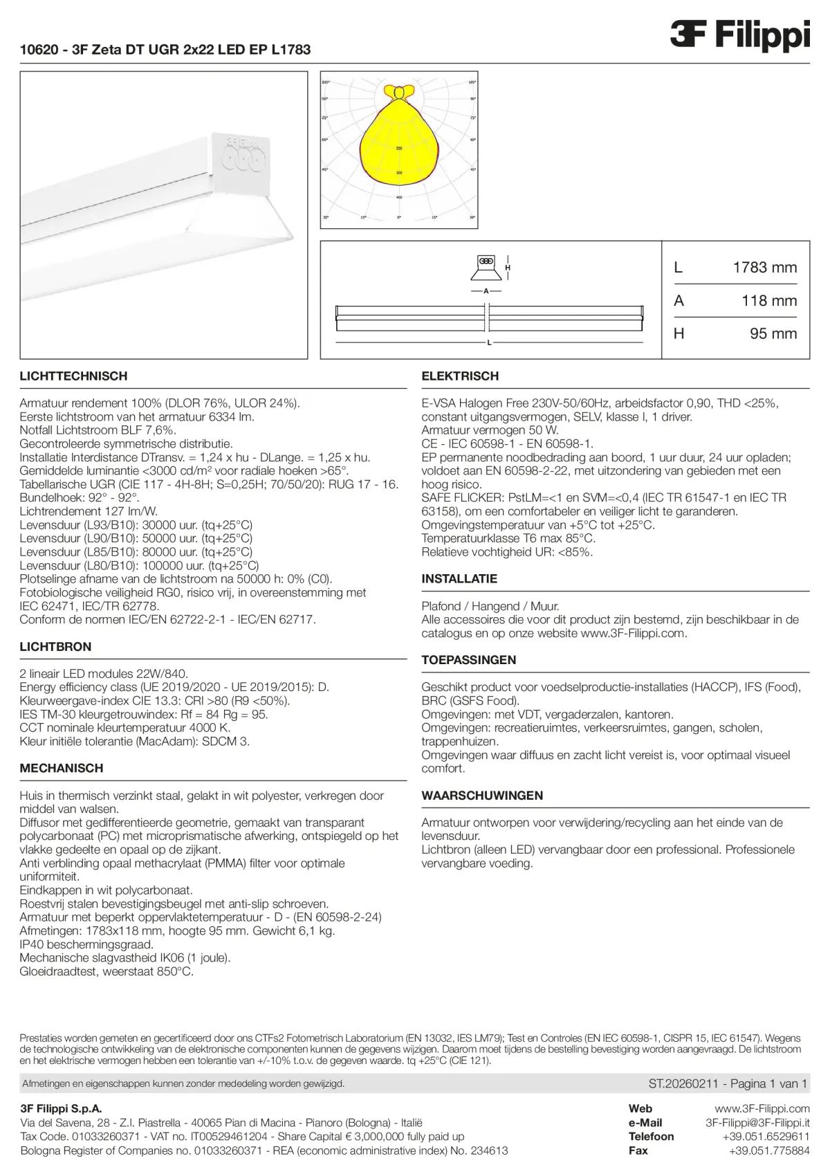10620 - 3F Zeta DT UGR 2x22 LED EP L1783 - Datasheet - nl