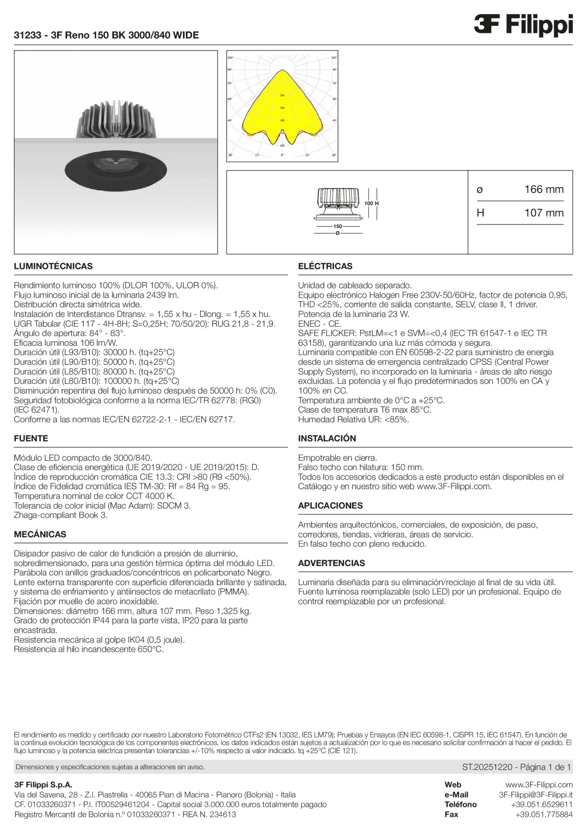 31233 - 3F Reno 150 BK 3000-840 WIDE - Datasheet - es
