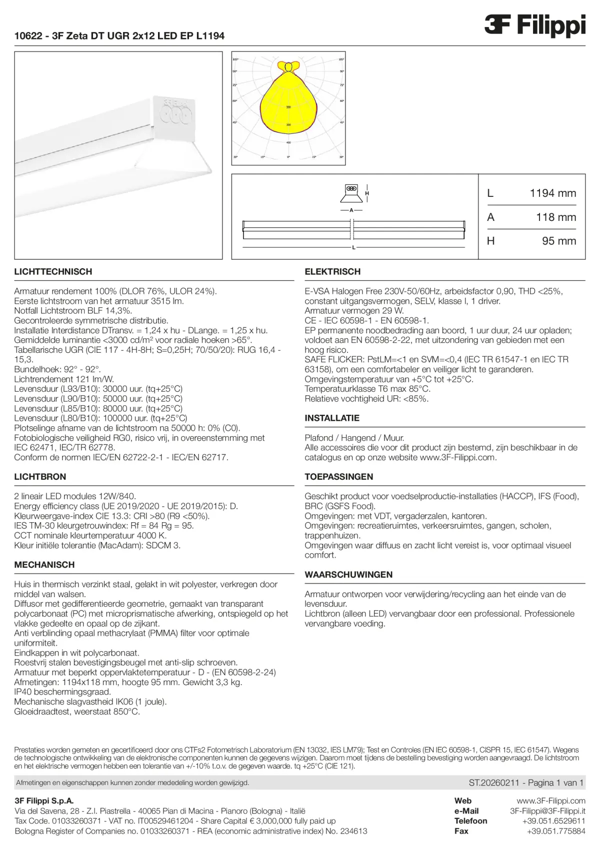 10622 - 3F Zeta DT UGR 2x12 LED EP L1194 - Datasheet - nl