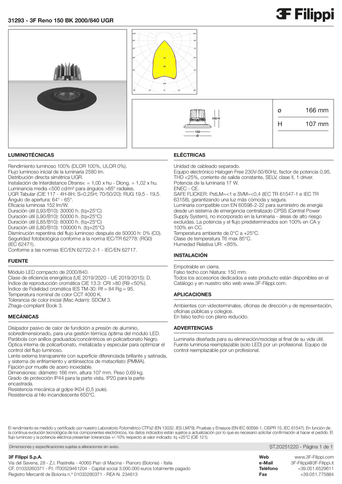 31293 - 3F Reno 150 BK 2000-840 UGR - Datasheet - es