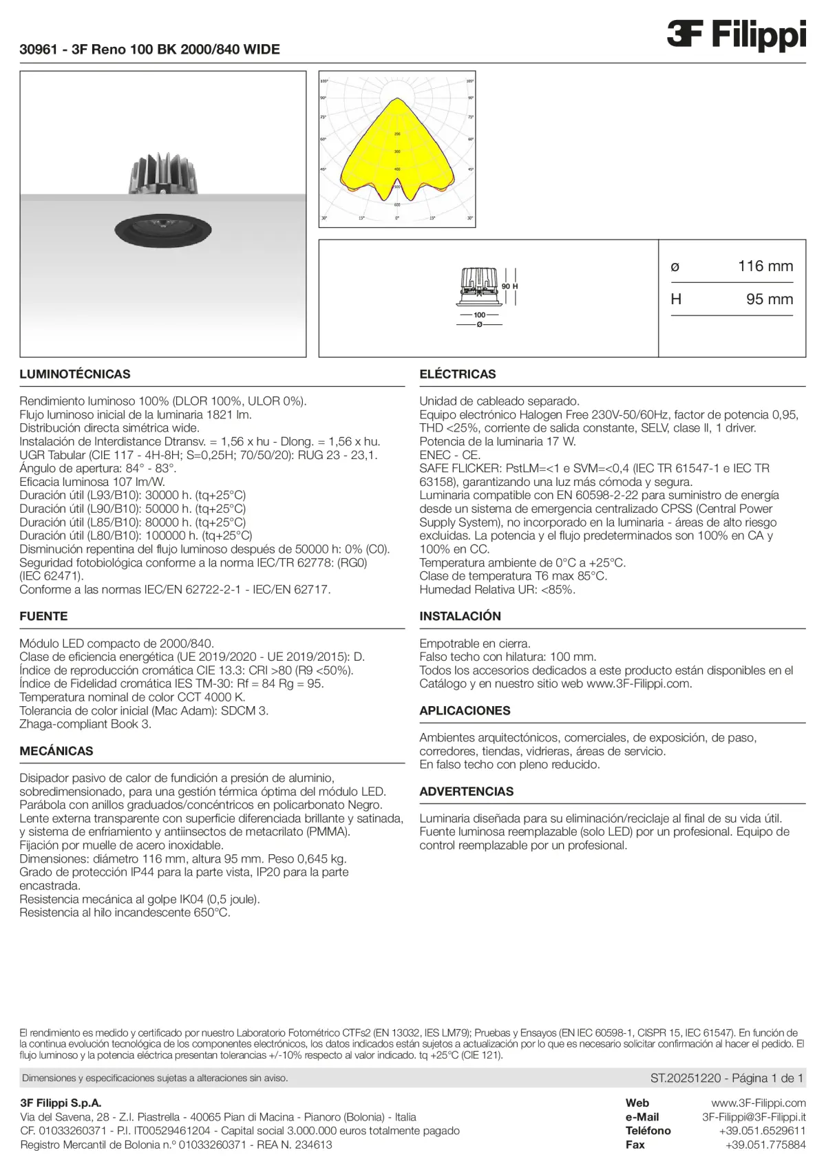 30961 - 3F Reno 100 BK 2000-840 WIDE - Datasheet - es