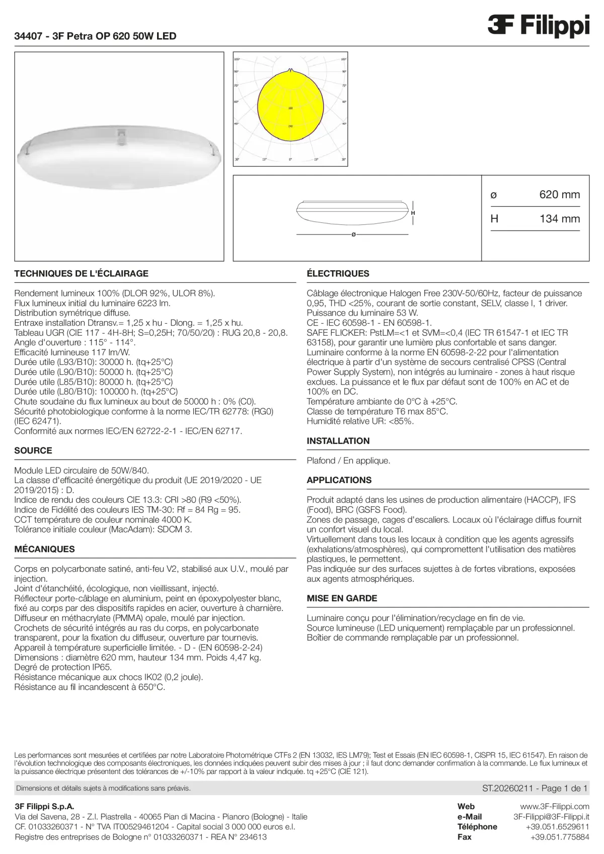 34407 - 3F Petra OP 620 50W LED - Datasheet - fr