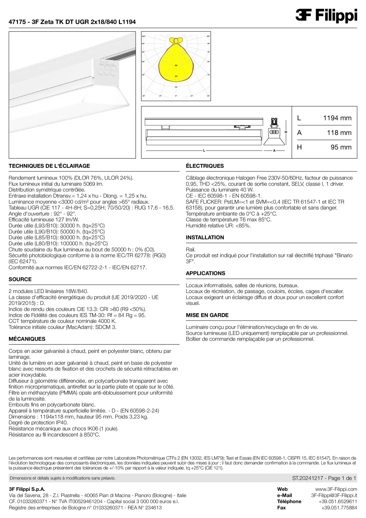 47175 - 3F Zeta TK DT UGR 2x18-840 L1194 - Datasheet - fr