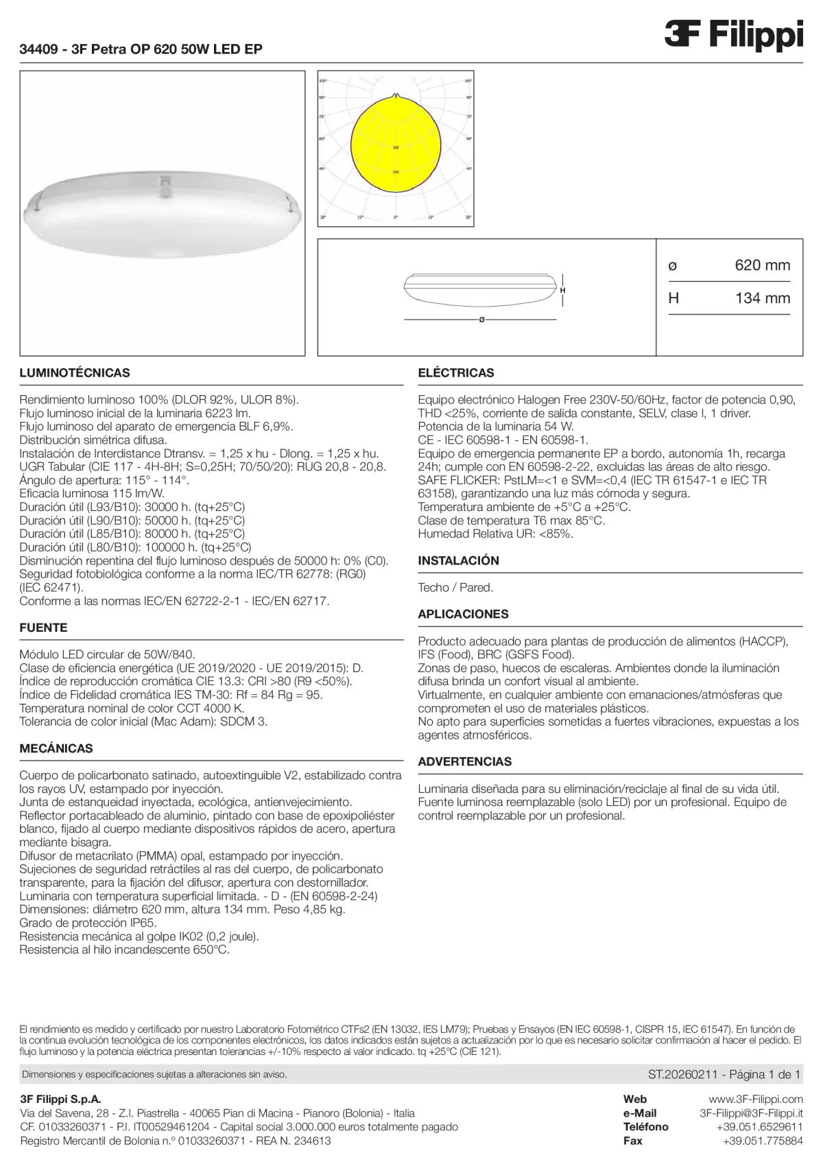 34409 - 3F Petra OP 620 50W LED EP - Datasheet - es