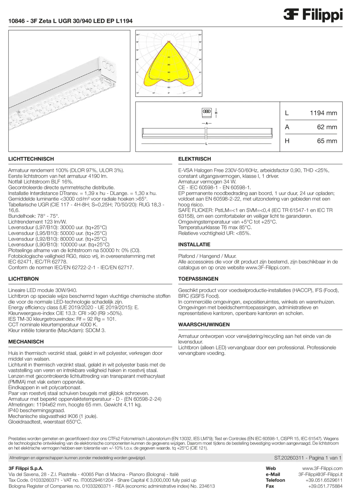 10846 - 3F Zeta L UGR 30-940 LED EP L1194 - Datasheet - nl