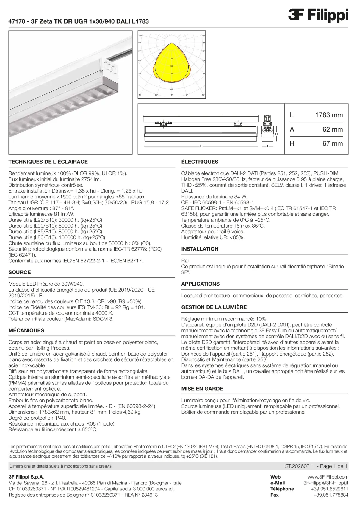 47170 - 3F Zeta TK DR UGR 1x30-940 DALI L1783 - Datasheet - fr
