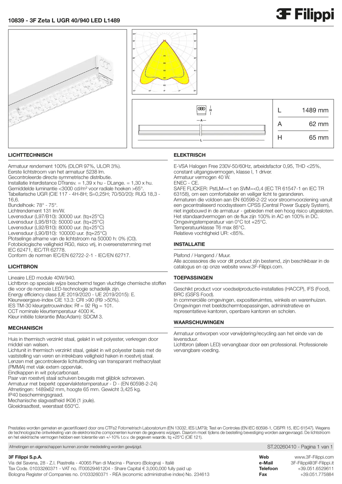 10839 - 3F Zeta L UGR 40-940 LED L1489 - Datasheet - nl