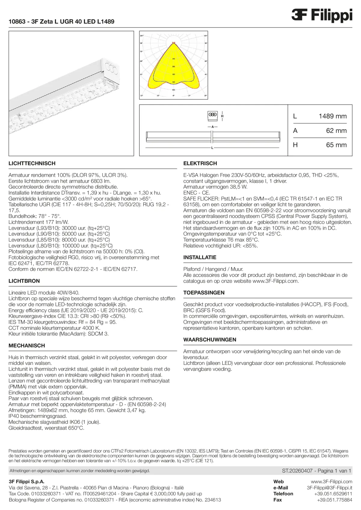 10863 - 3F Zeta L UGR 40 LED L1489 - Datasheet - nl