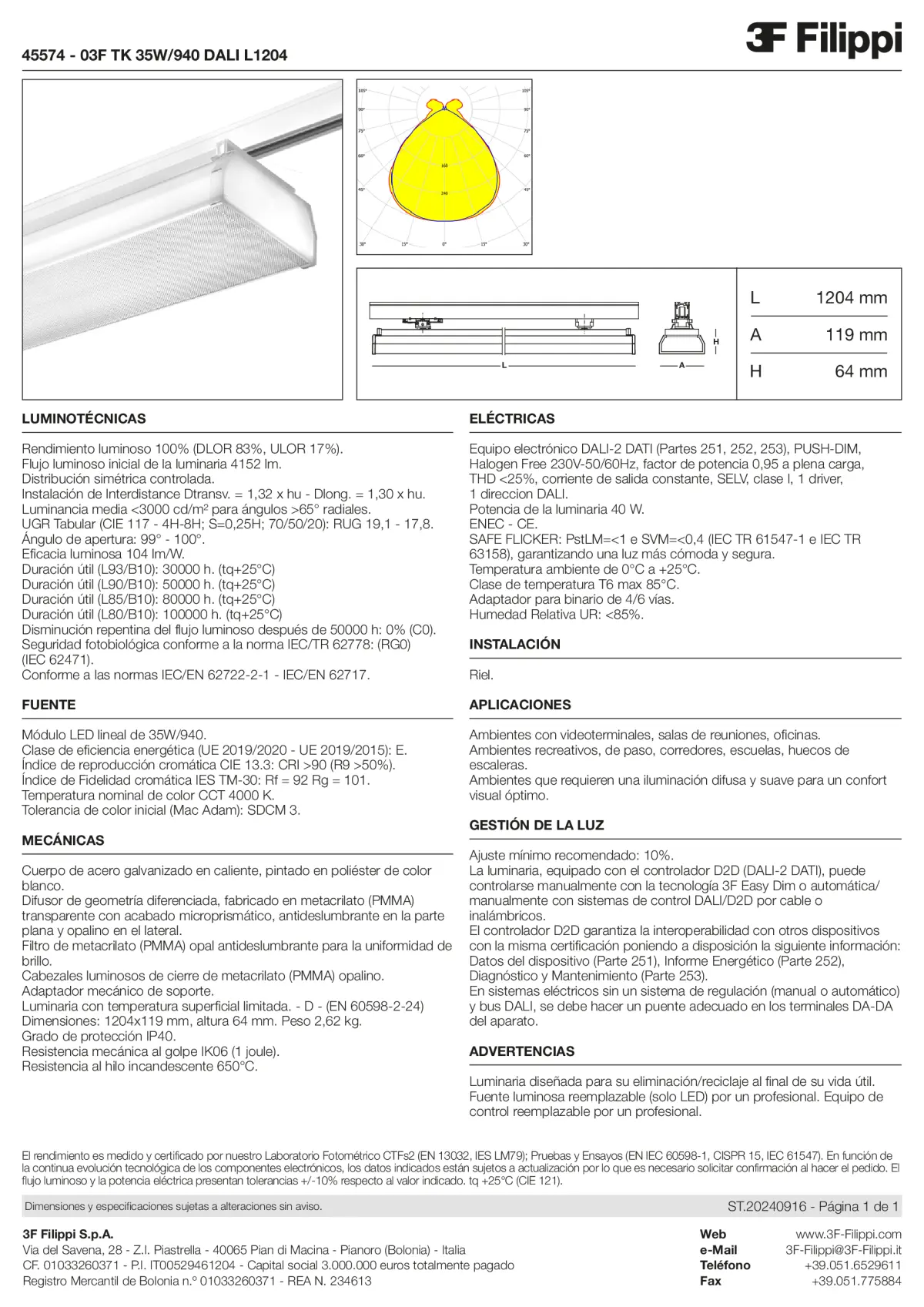 45574 - 03F TK 35W-940 DALI L1204 - Datasheet - es