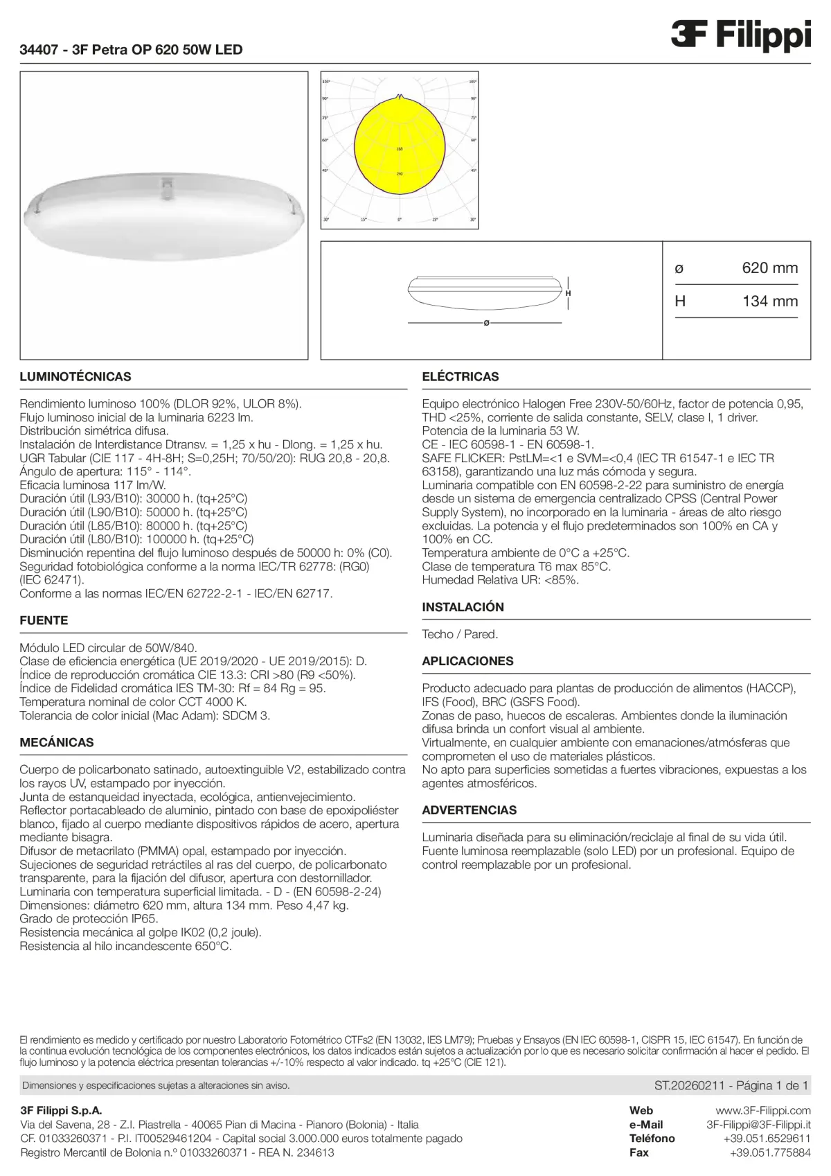 34407 - 3F Petra OP 620 50W LED - Datasheet - es