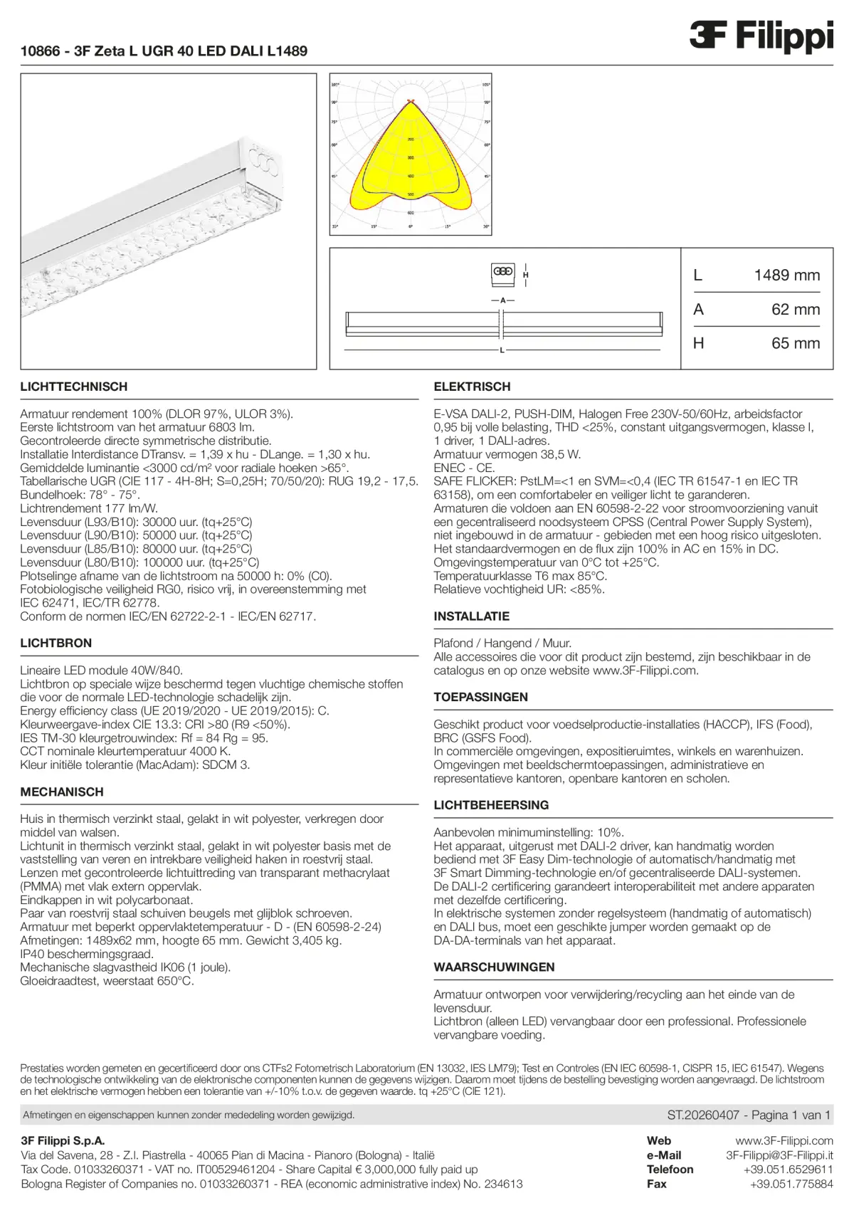 10866 - 3F Zeta L UGR 40 LED DALI L1489 - Datasheet - nl