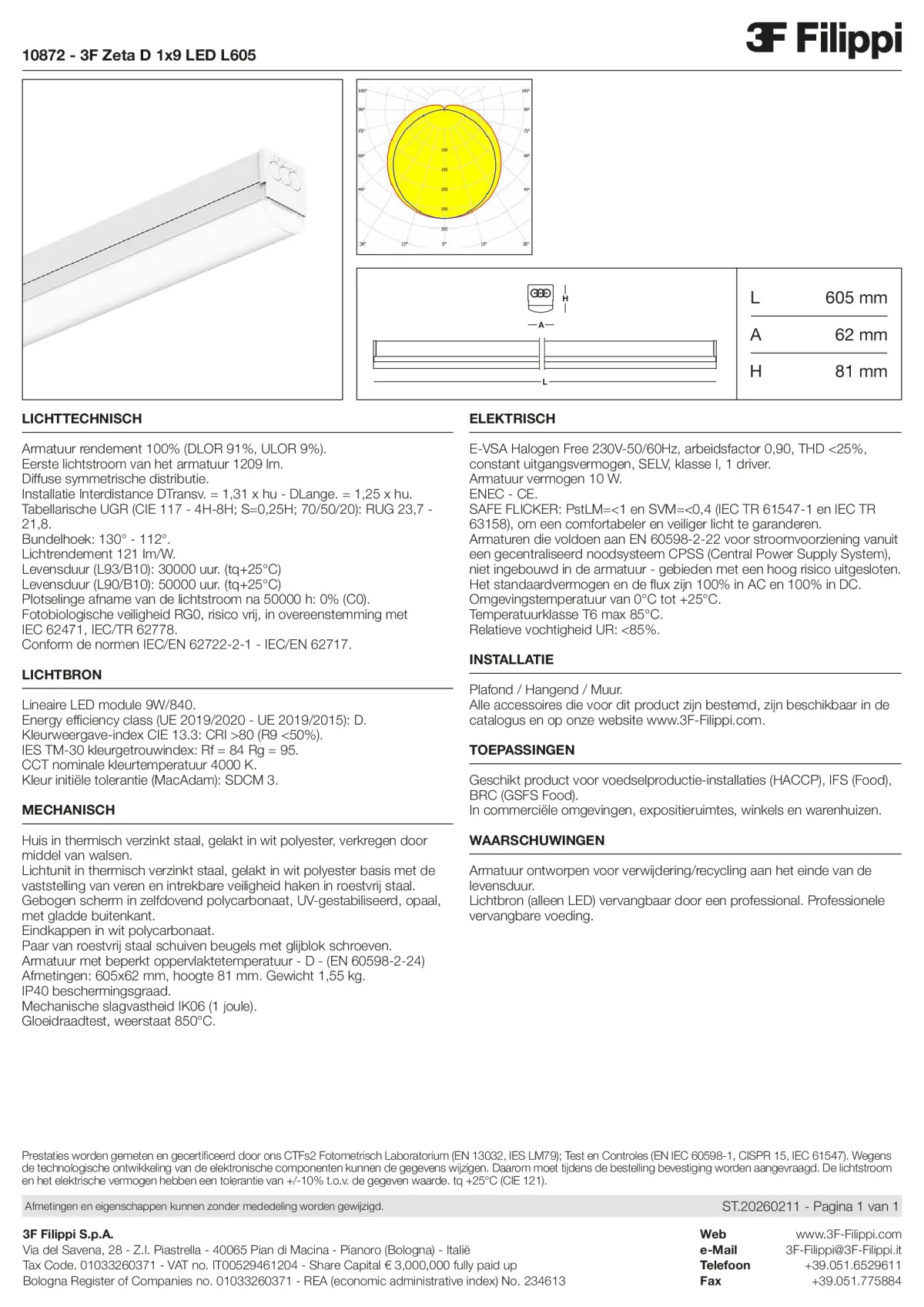 10872 - 3F Zeta D 1x9 LED L605 - Datasheet - nl