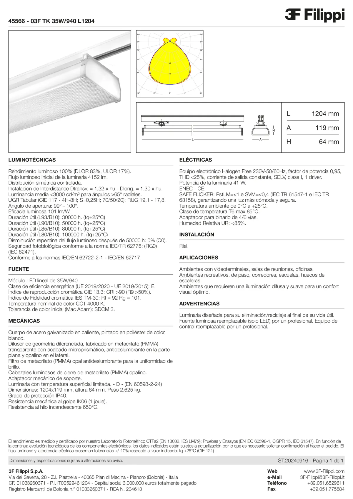 45566 - 03F TK 35W-940 L1204 - Datasheet - es