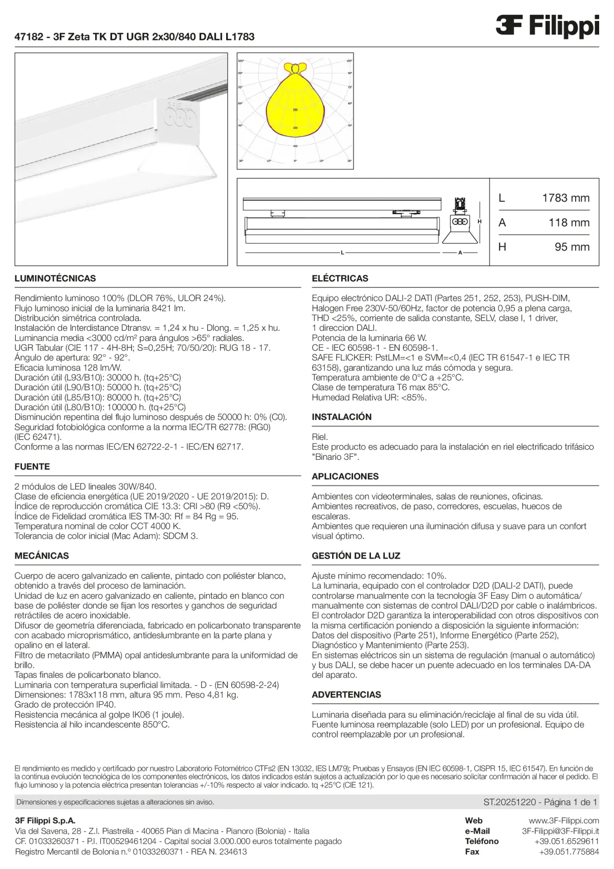 47182 - 3F Zeta TK DT UGR 2x30-840 DALI L1783 - Datasheet - es