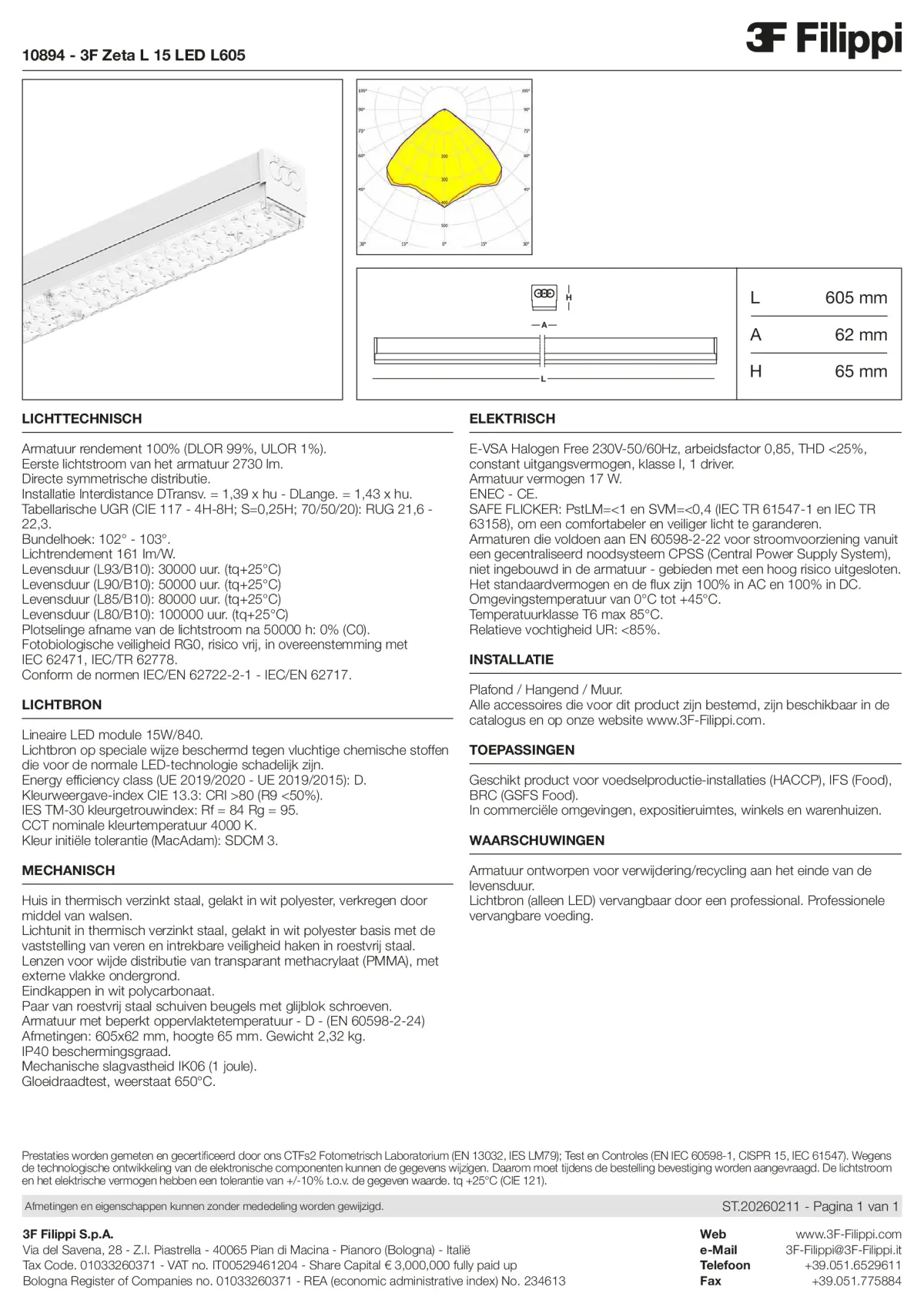 10894 - 3F Zeta L 15 LED L605 - Datasheet - nl