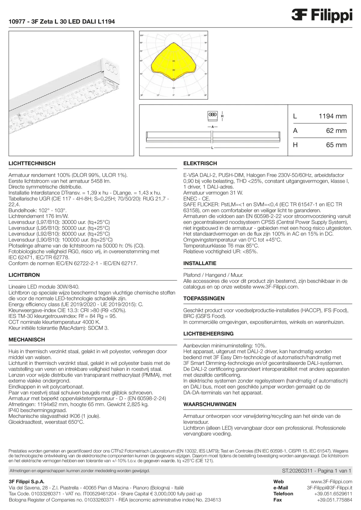 10977 - 3F Zeta L 30 LED DALI L1194 - Datasheet - nl