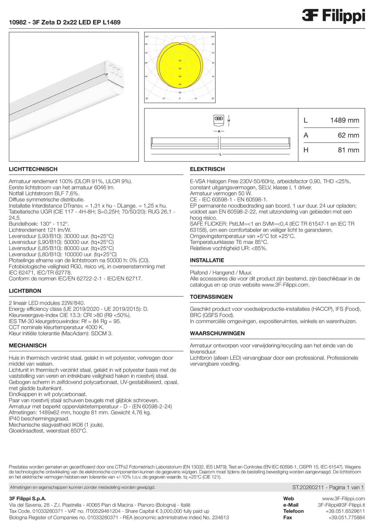 10982 - 3F Zeta D 2x22 LED EP L1489 - Datasheet - nl