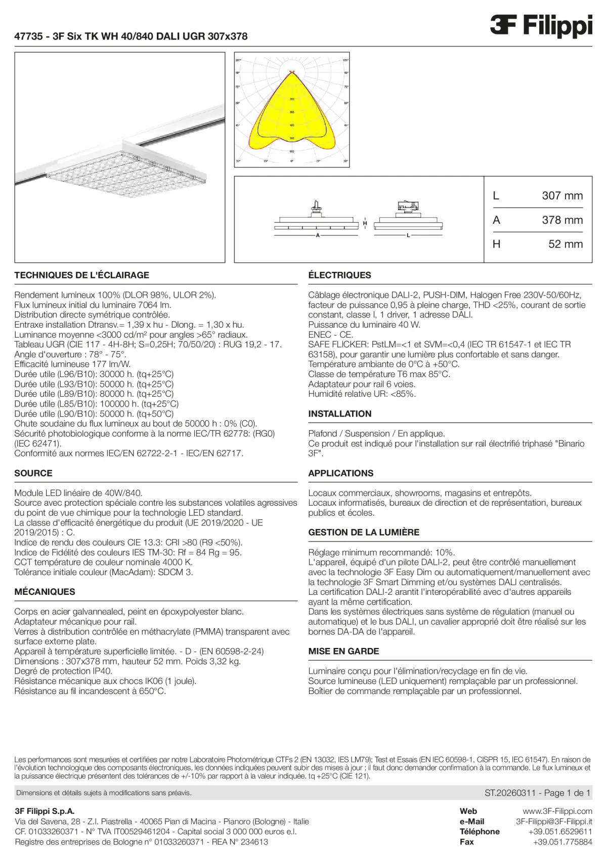 47735 - 3F Six TK WH 40-840 DALI UGR 307x378 - Datasheet - fr