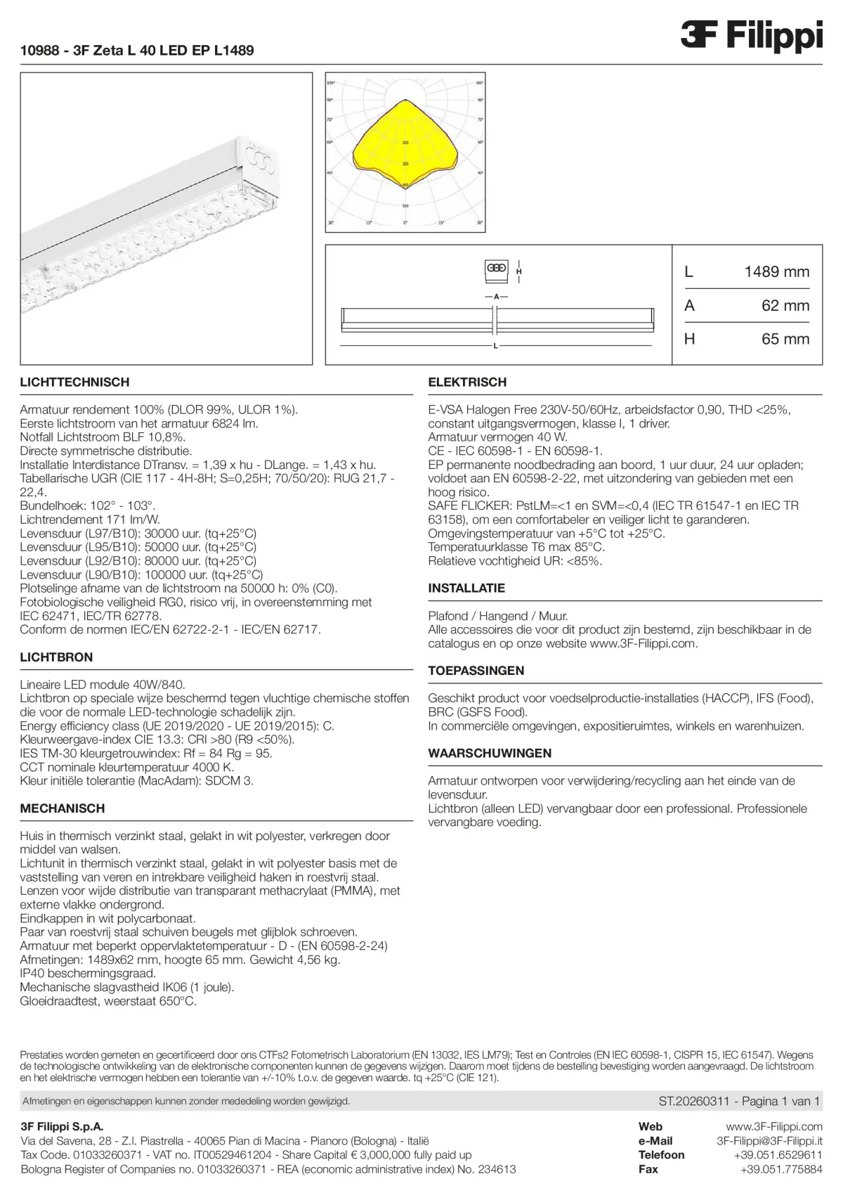 10988 - 3F Zeta L 40 LED EP L1489 - Datasheet - nl