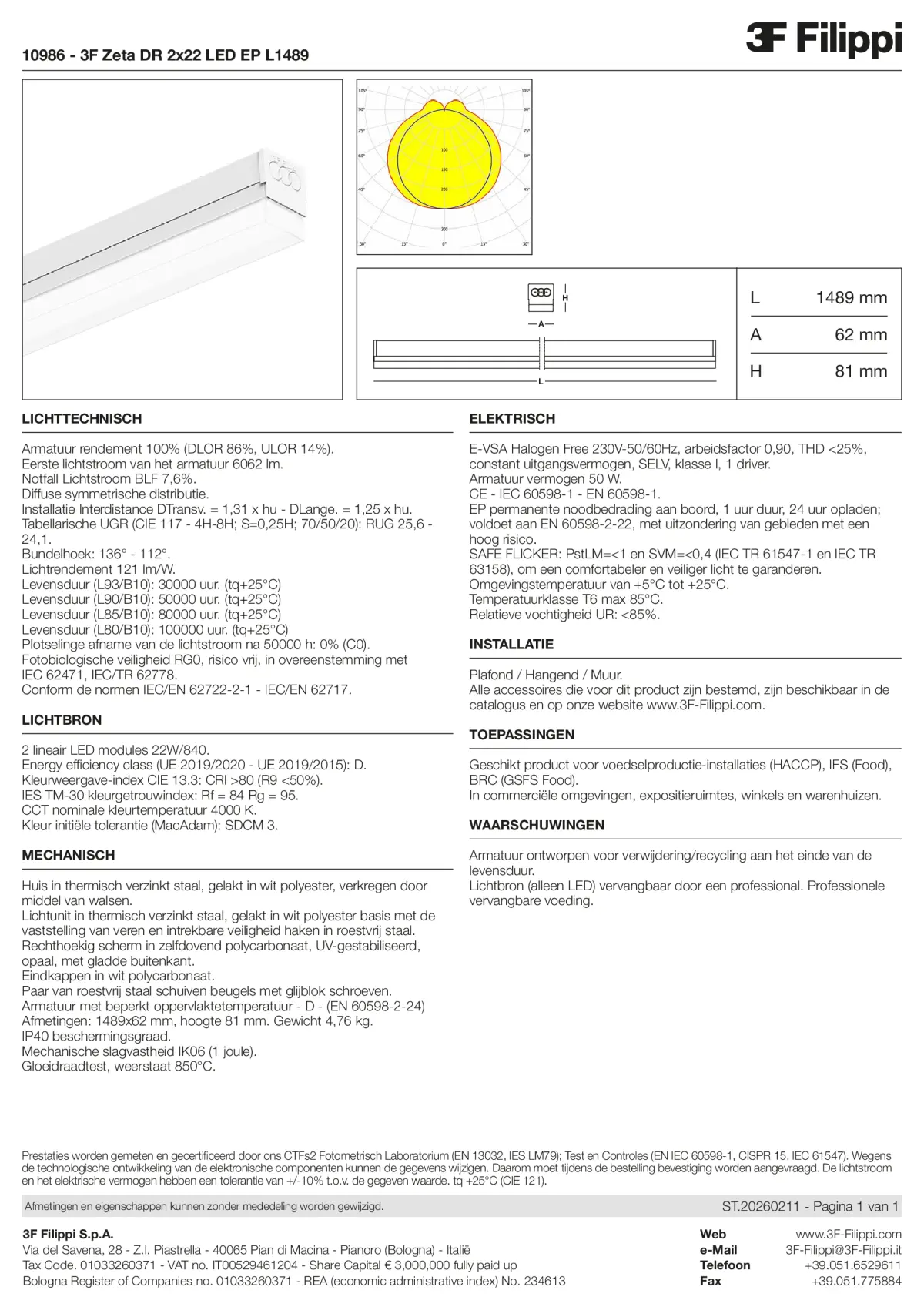 10986 - 3F Zeta DR 2x22 LED EP L1489 - Datasheet - nl