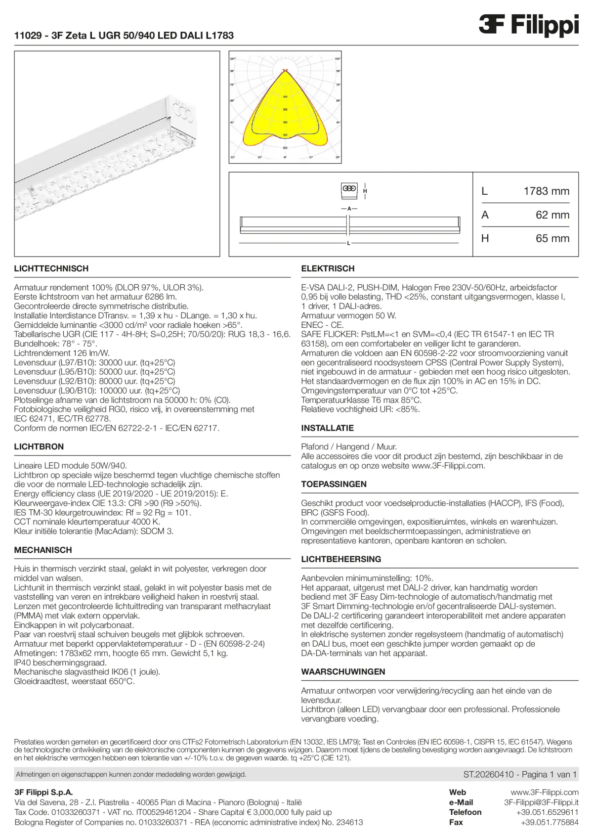 11029 - 3F Zeta L UGR 50-940 LED DALI L1783 - Datasheet - nl