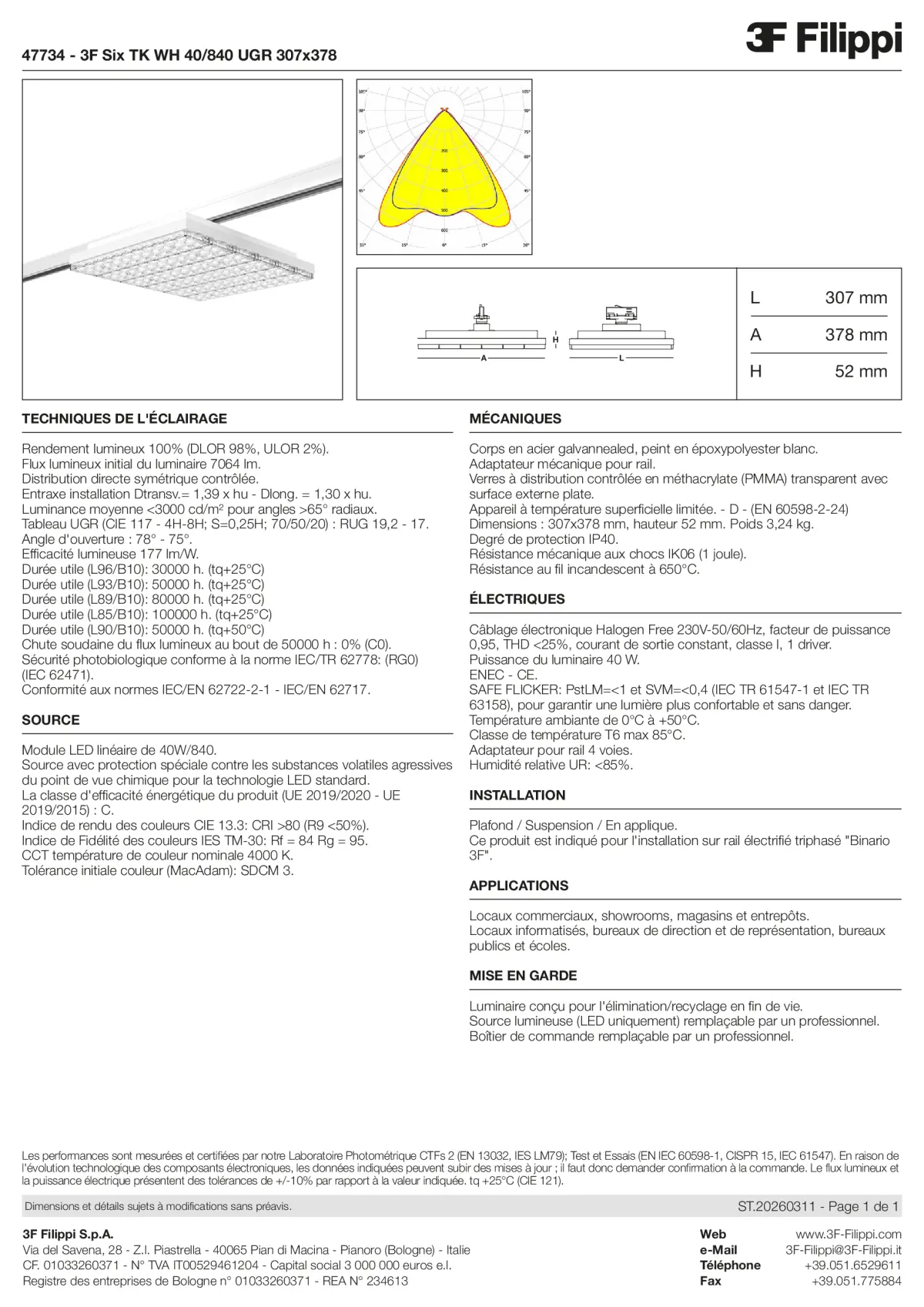 47734 - 3F Six TK WH 40-840 UGR 307x378 - Datasheet - fr