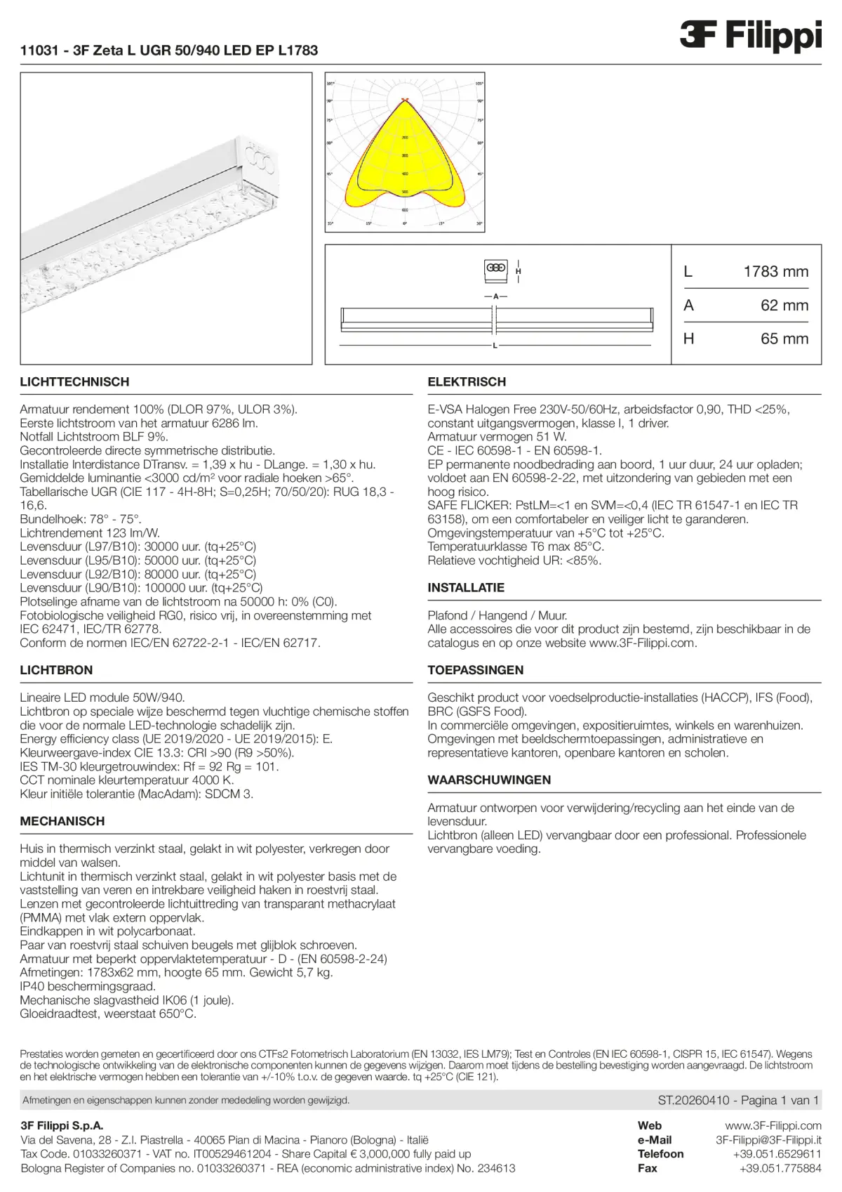 11031 - 3F Zeta L UGR 50-940 LED EP L1783 - Datasheet - nl