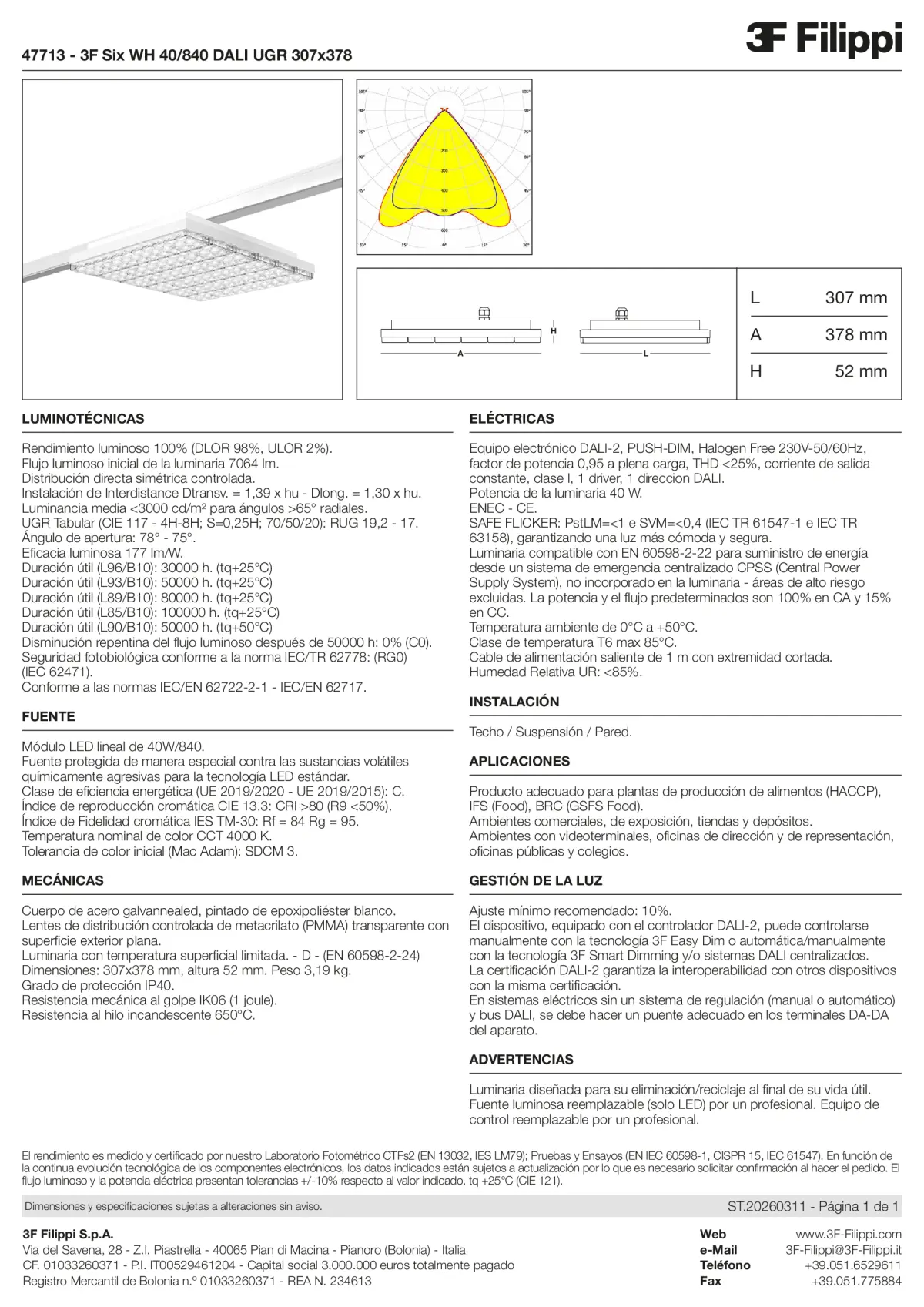47713 - 3F Six WH 40-840 DALI UGR 307x378 - Datasheet - es