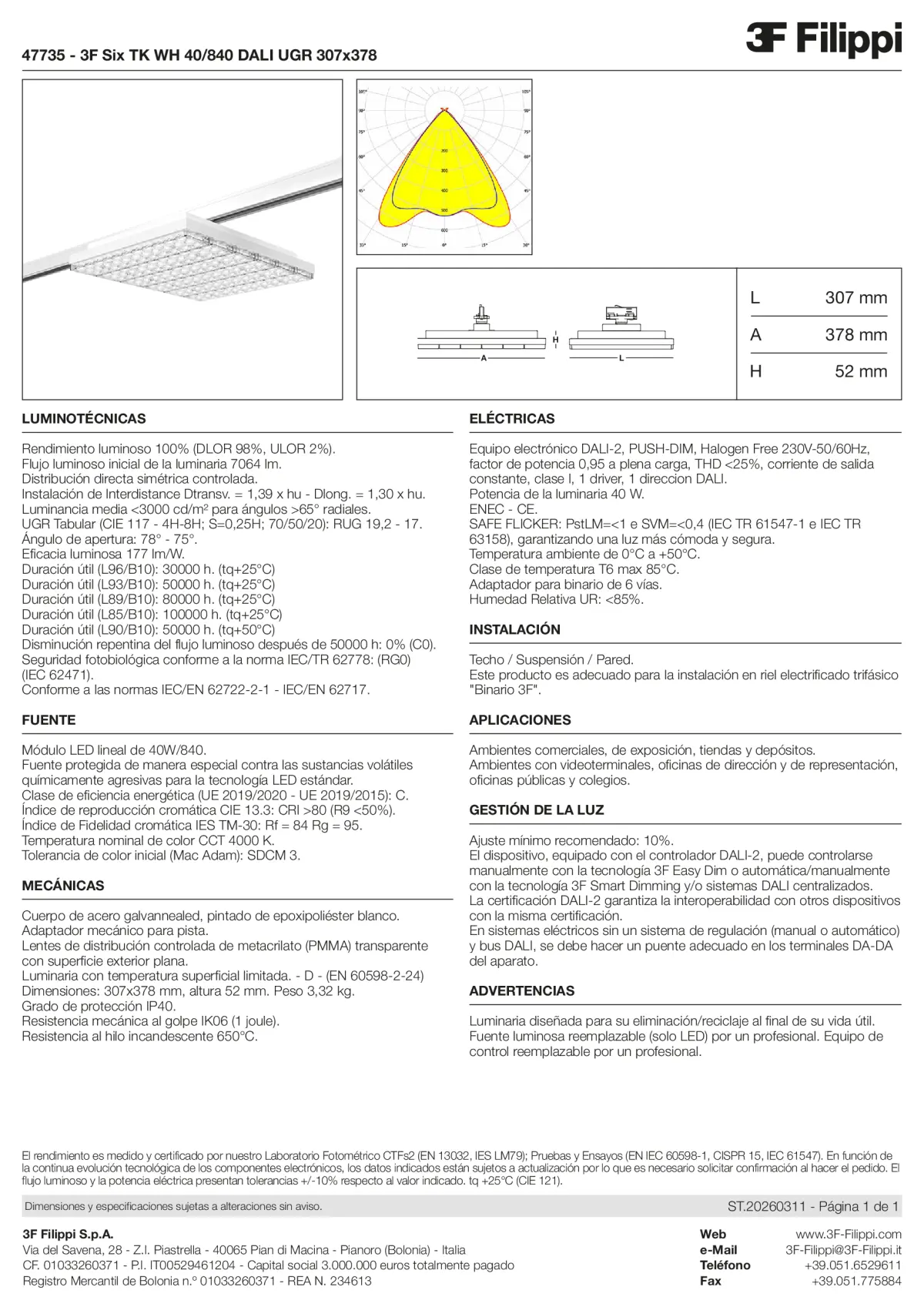 47735 - 3F Six TK WH 40-840 DALI UGR 307x378 - Datasheet - es