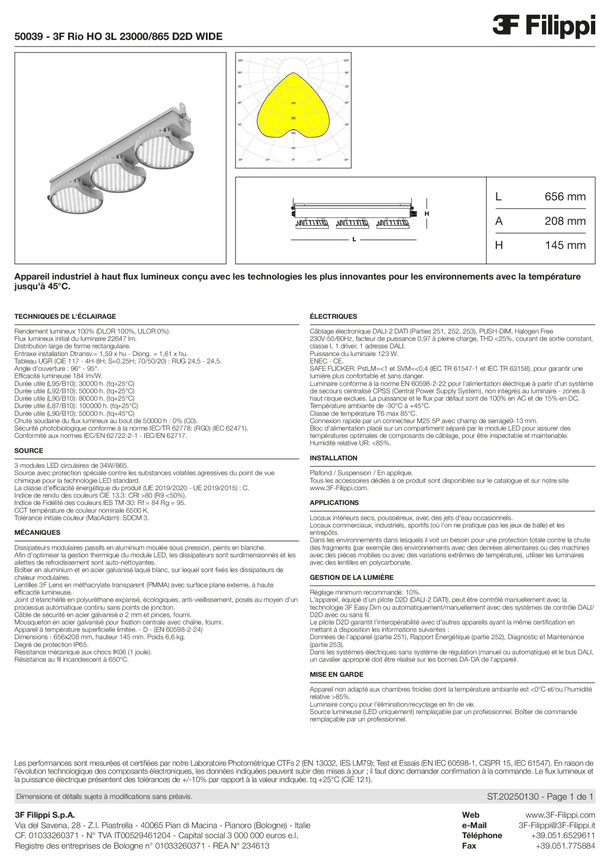 50039 - 3F Rio HO 3L 23000-865 D2D WIDE - Datasheet - fr