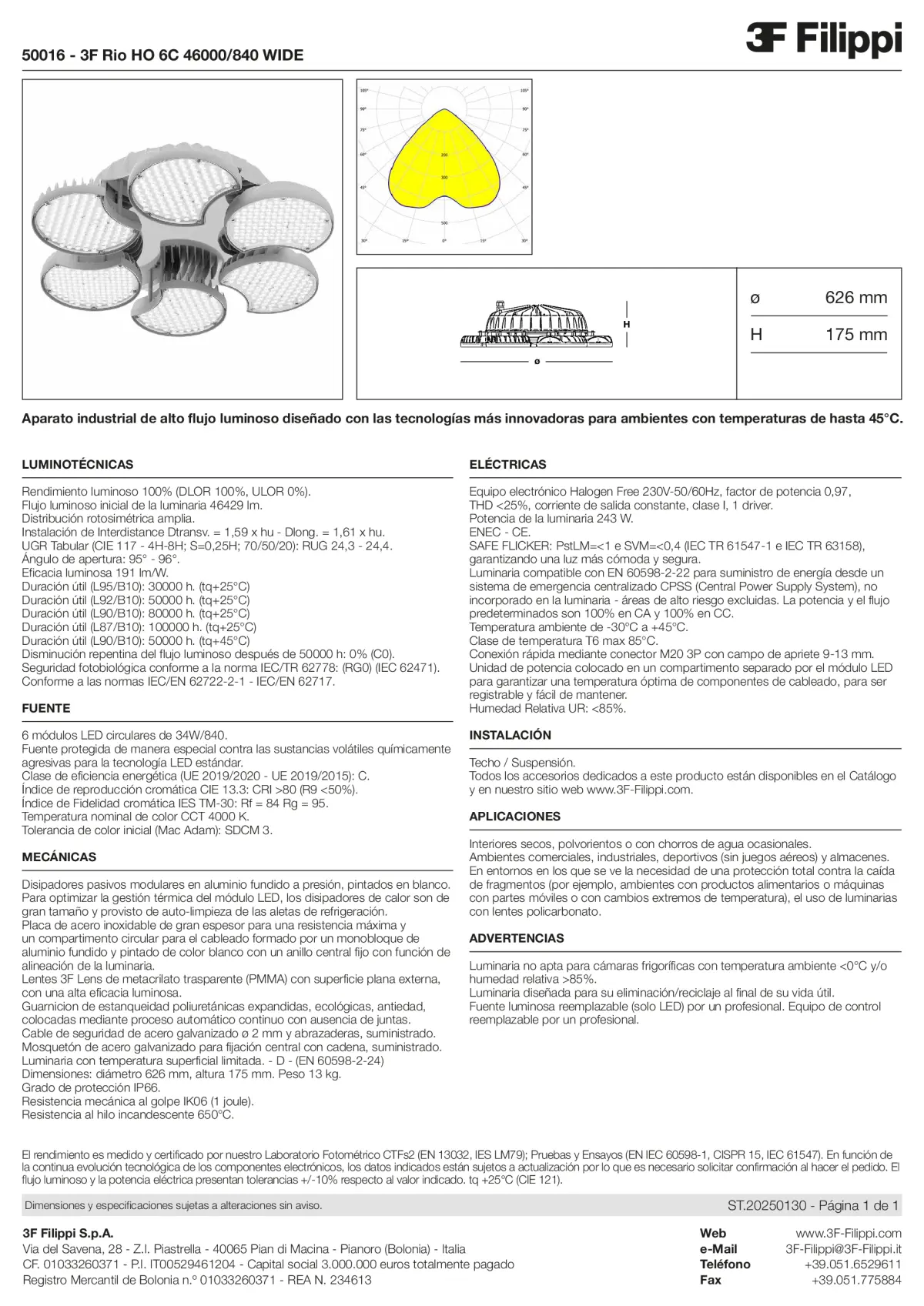 50016 - 3F Rio HO 6C 46000-840 WIDE - Datasheet - es