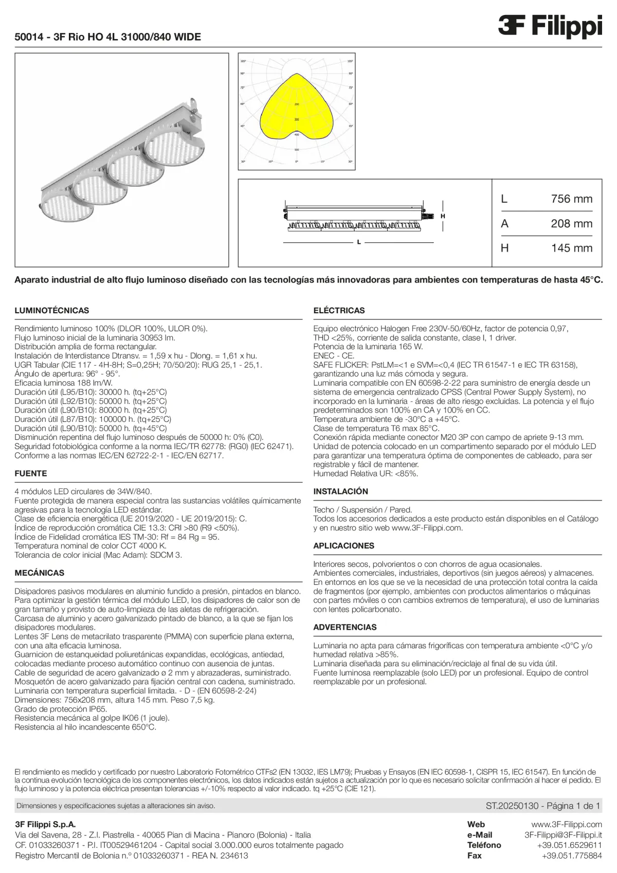50014 - 3F Rio HO 4L 31000-840 WIDE - Datasheet - es
