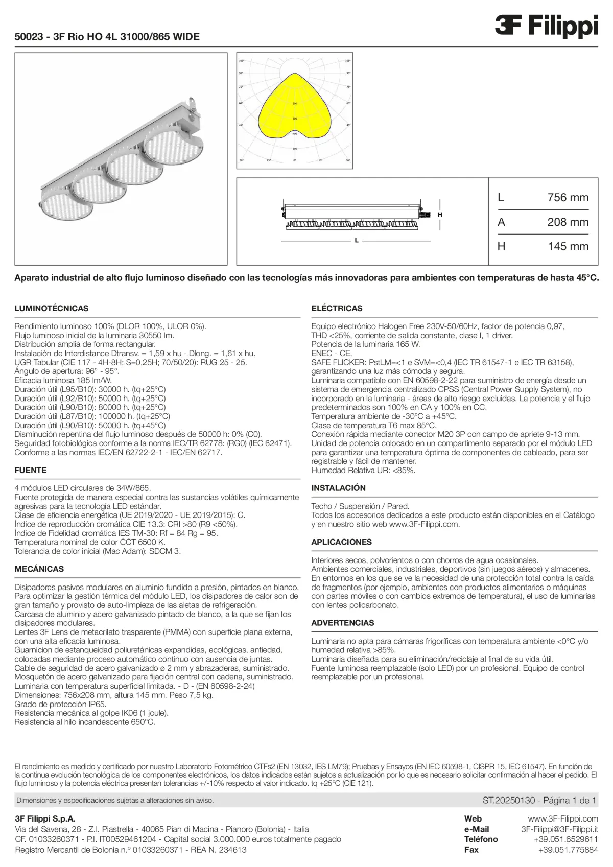50023 - 3F Rio HO 4L 31000-865 WIDE - Datasheet - es