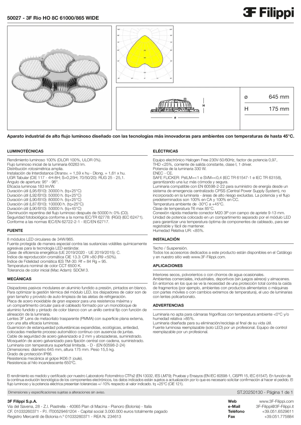 50027 - 3F Rio HO 8C 61000-865 WIDE - Datasheet - es