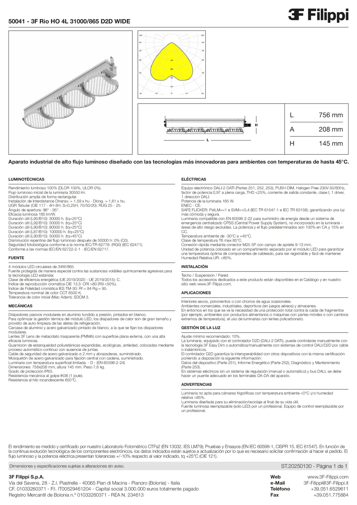 50041 - 3F Rio HO 4L 31000-865 D2D WIDE - Datasheet - es