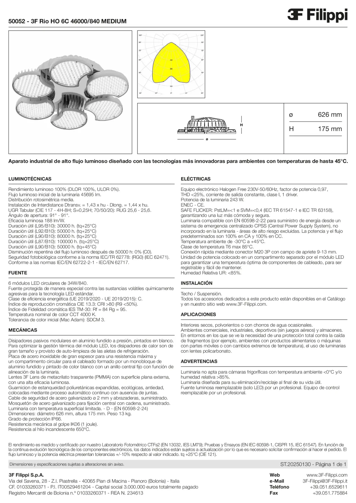 50052 - 3F Rio HO 6C 46000-840 MEDIUM - Datasheet - es